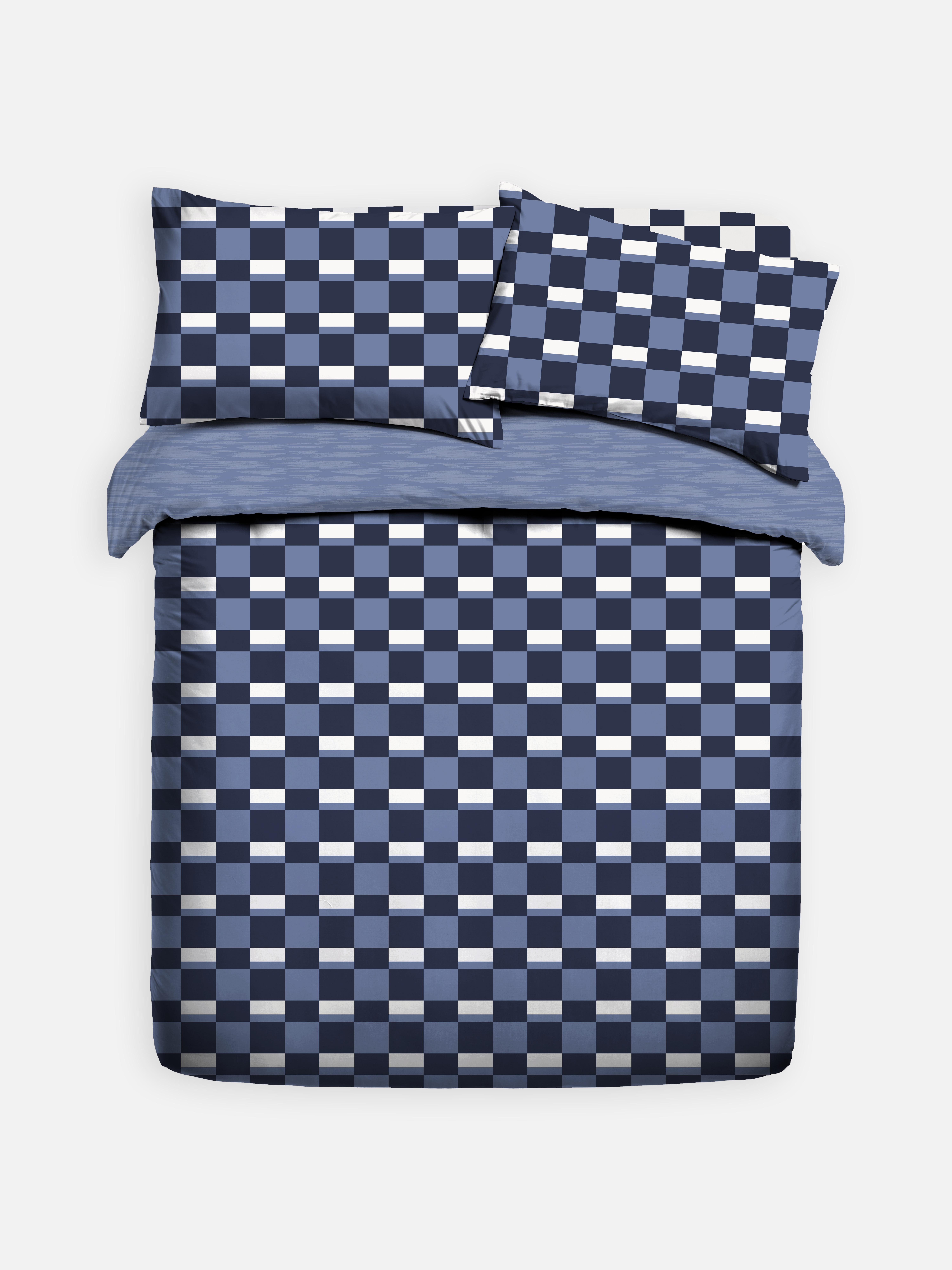 Conjunto cama tamanho King padrão xadrez geométrico