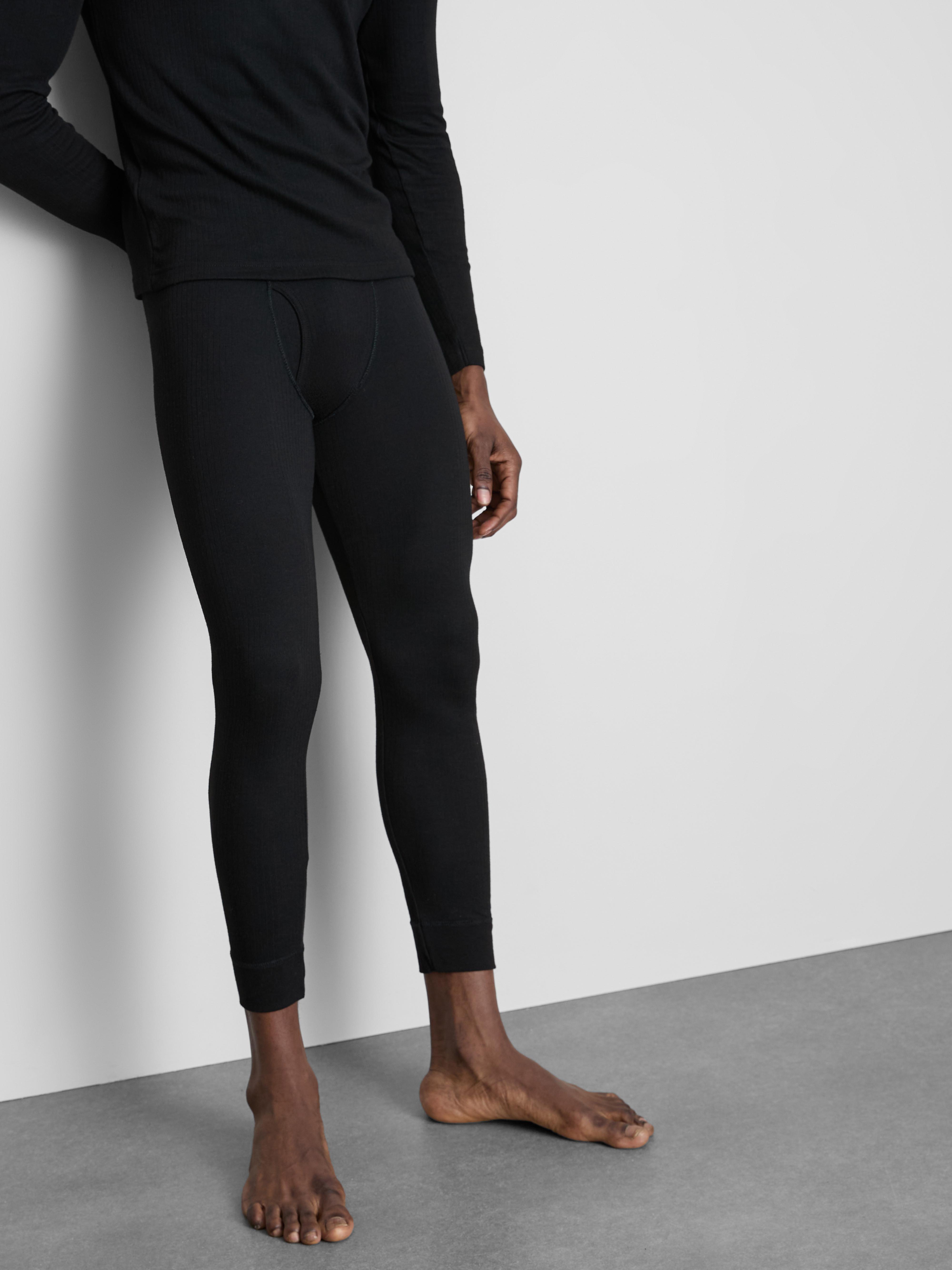 Men's Black Ribbed Thermal Underwe