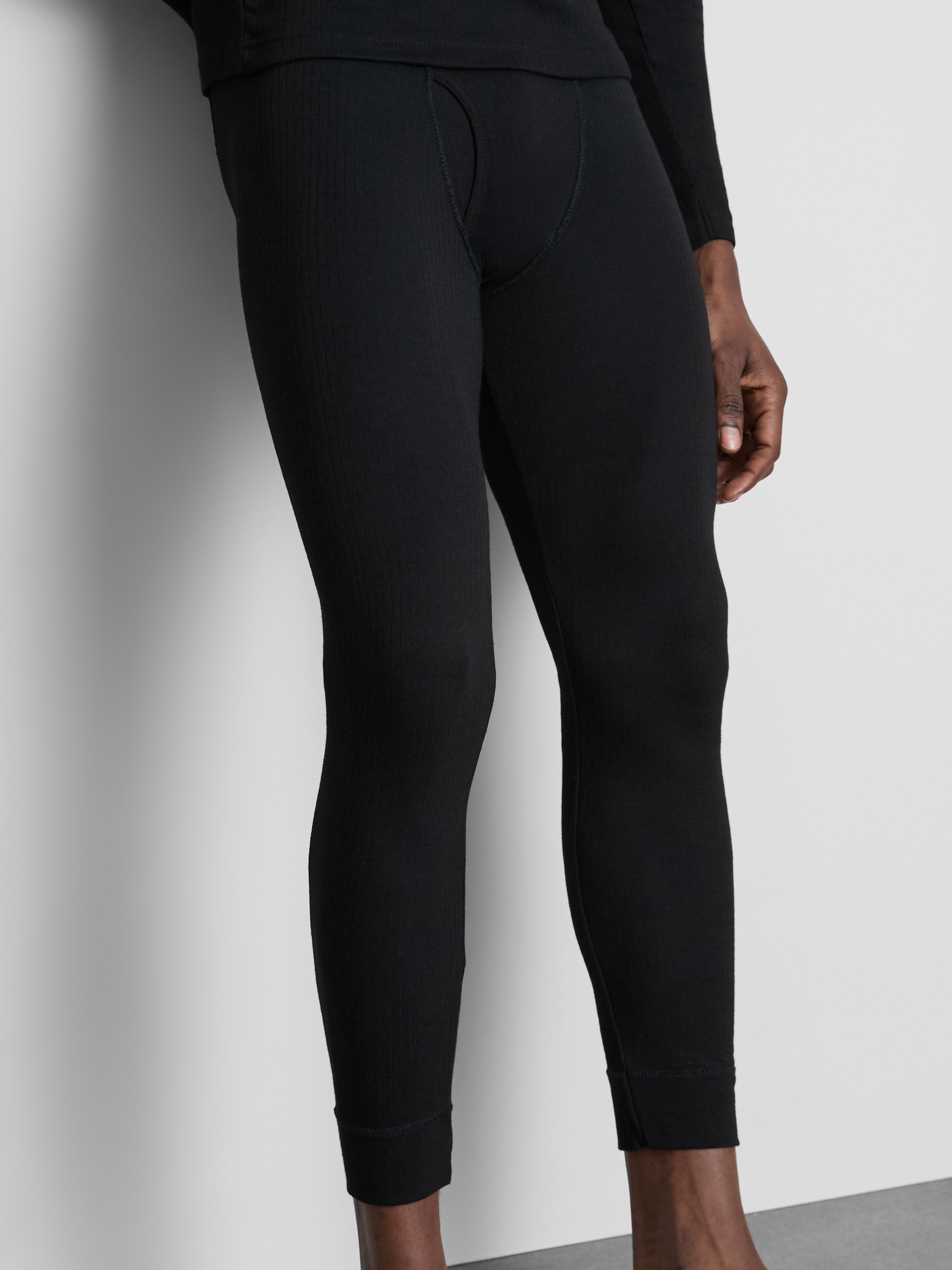 Men's Black Ribbed Thermal Underwe