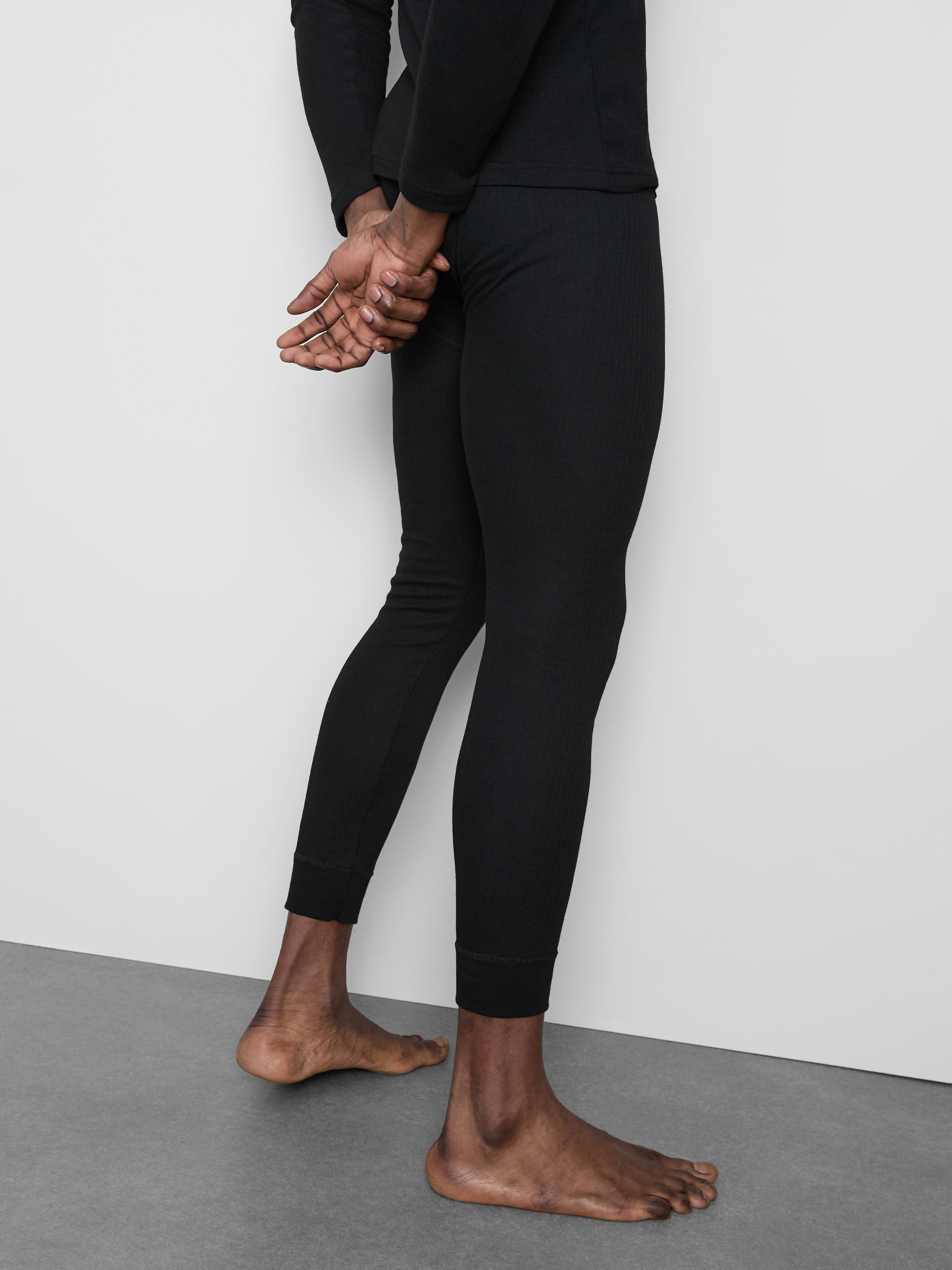 Men's Black Ribbed Thermal Underwe