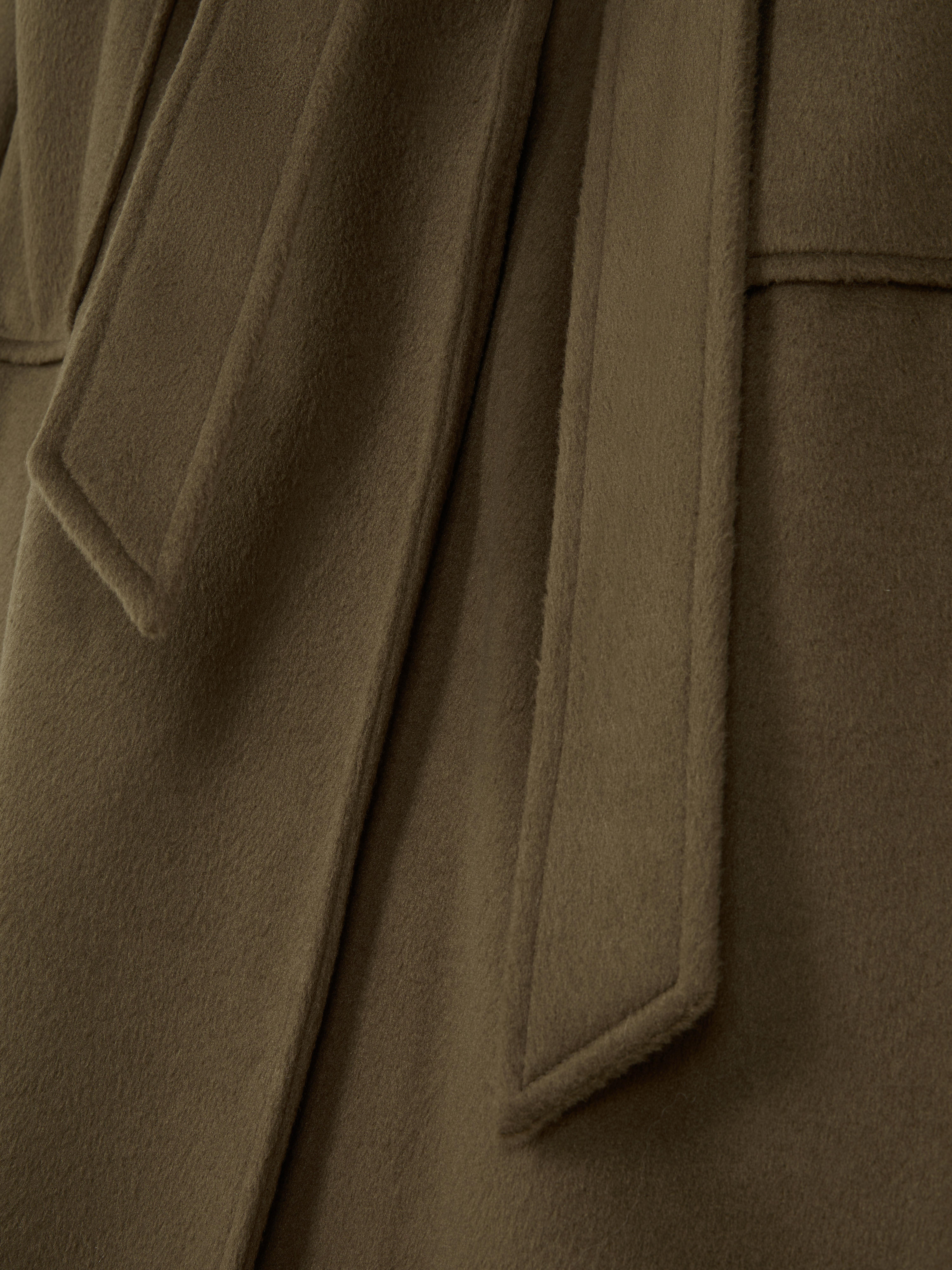 Belted Plush Collar Longline Coat