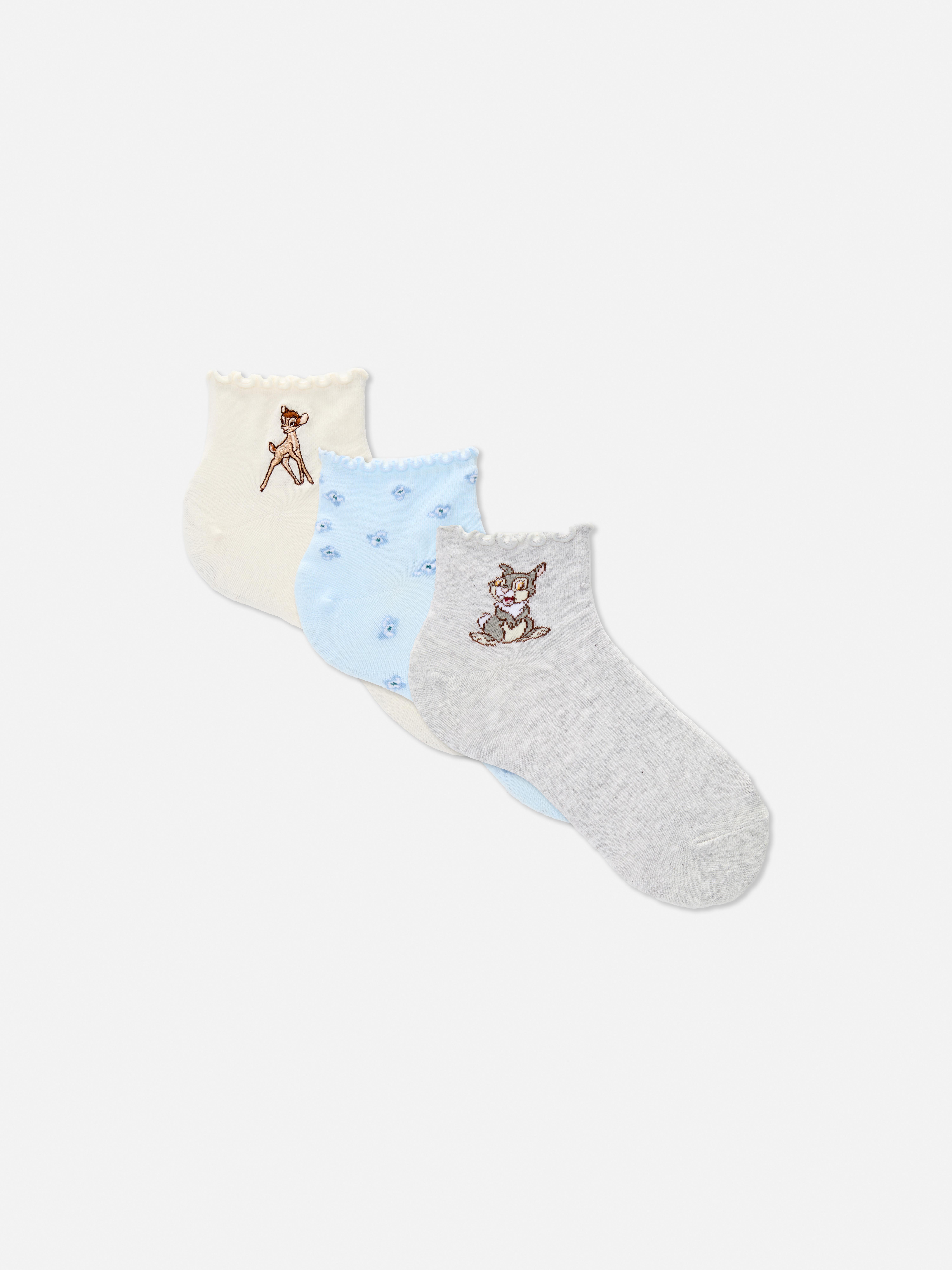 3pk Disney’s Bambi Quarter Crew Socks