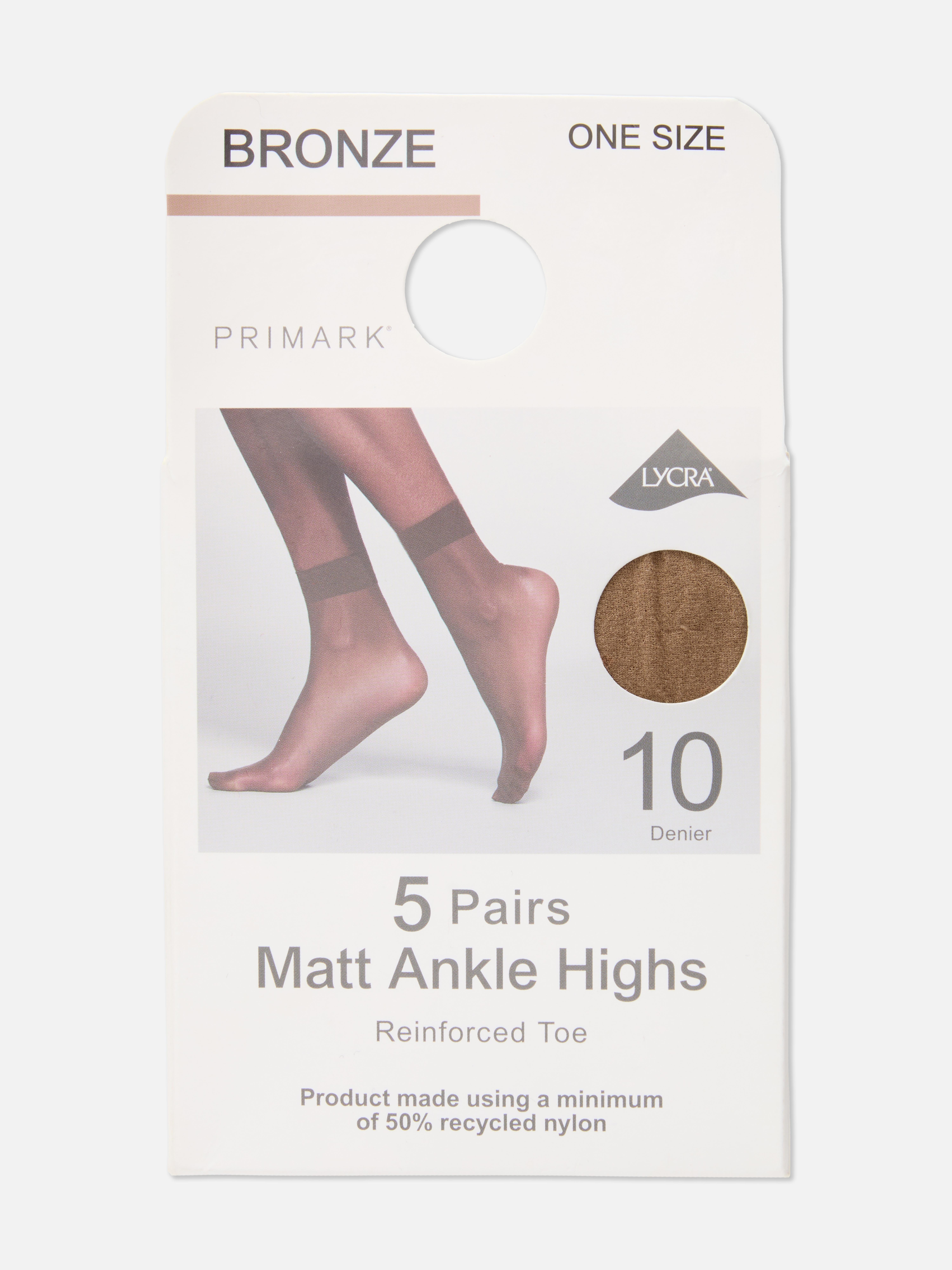 Pack 5 pares soquetes 10 denier Bronze