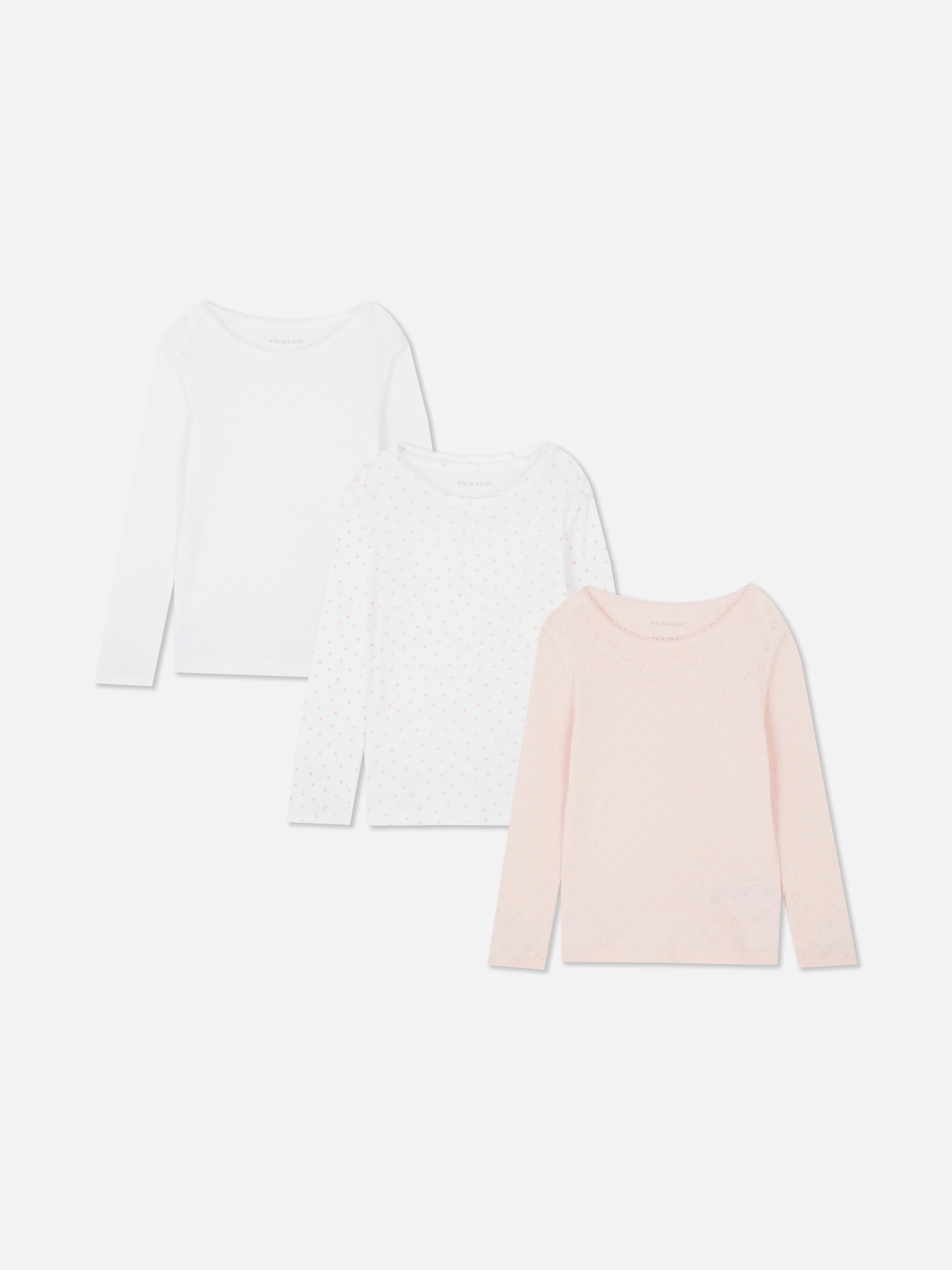 1,5–14 Jahre | Langärmelige Pointelle-Thermoshirts, 3er-Pack