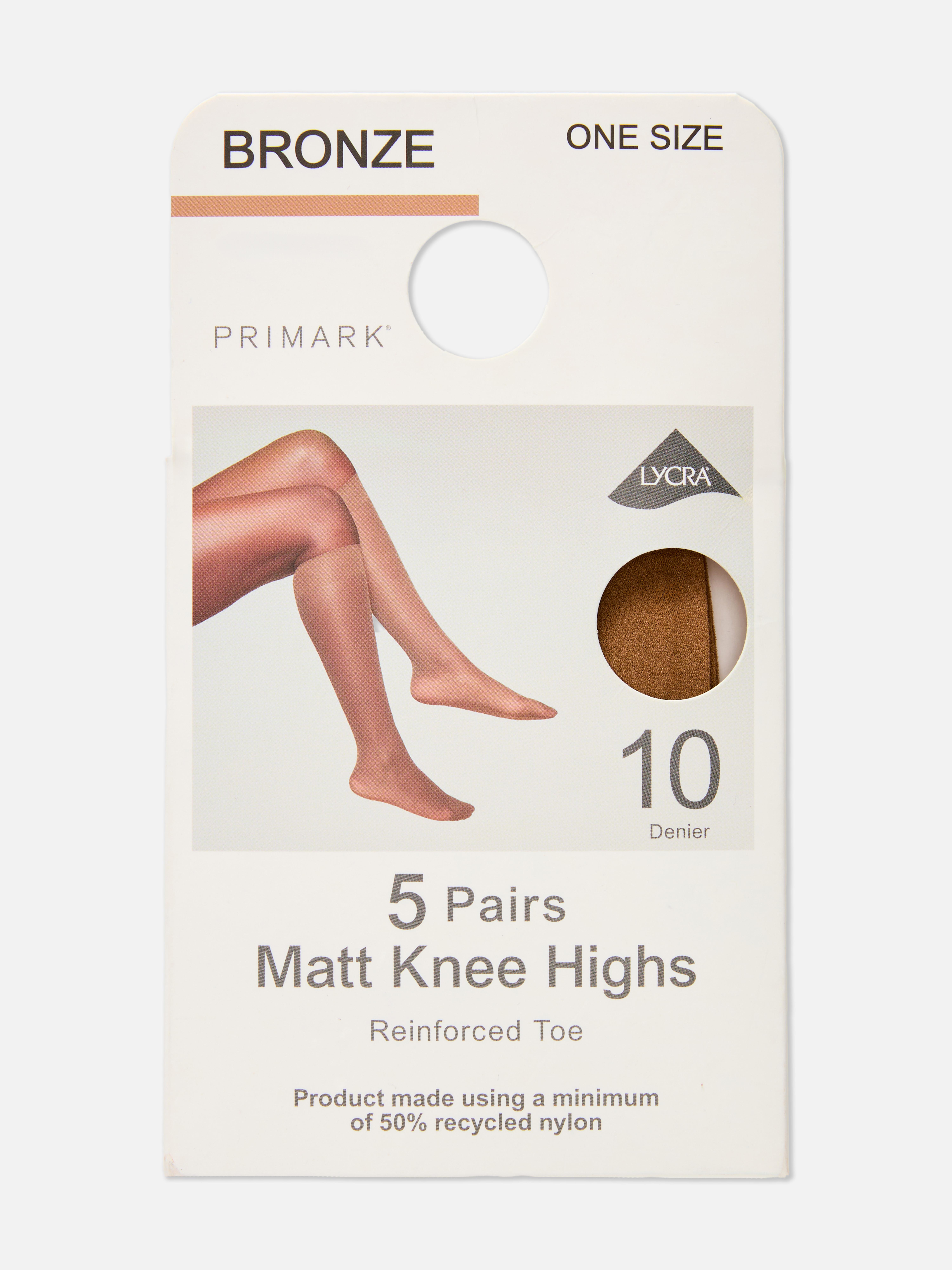 Confezione da 5 paia di collant al ginocchio opachi Bronzo