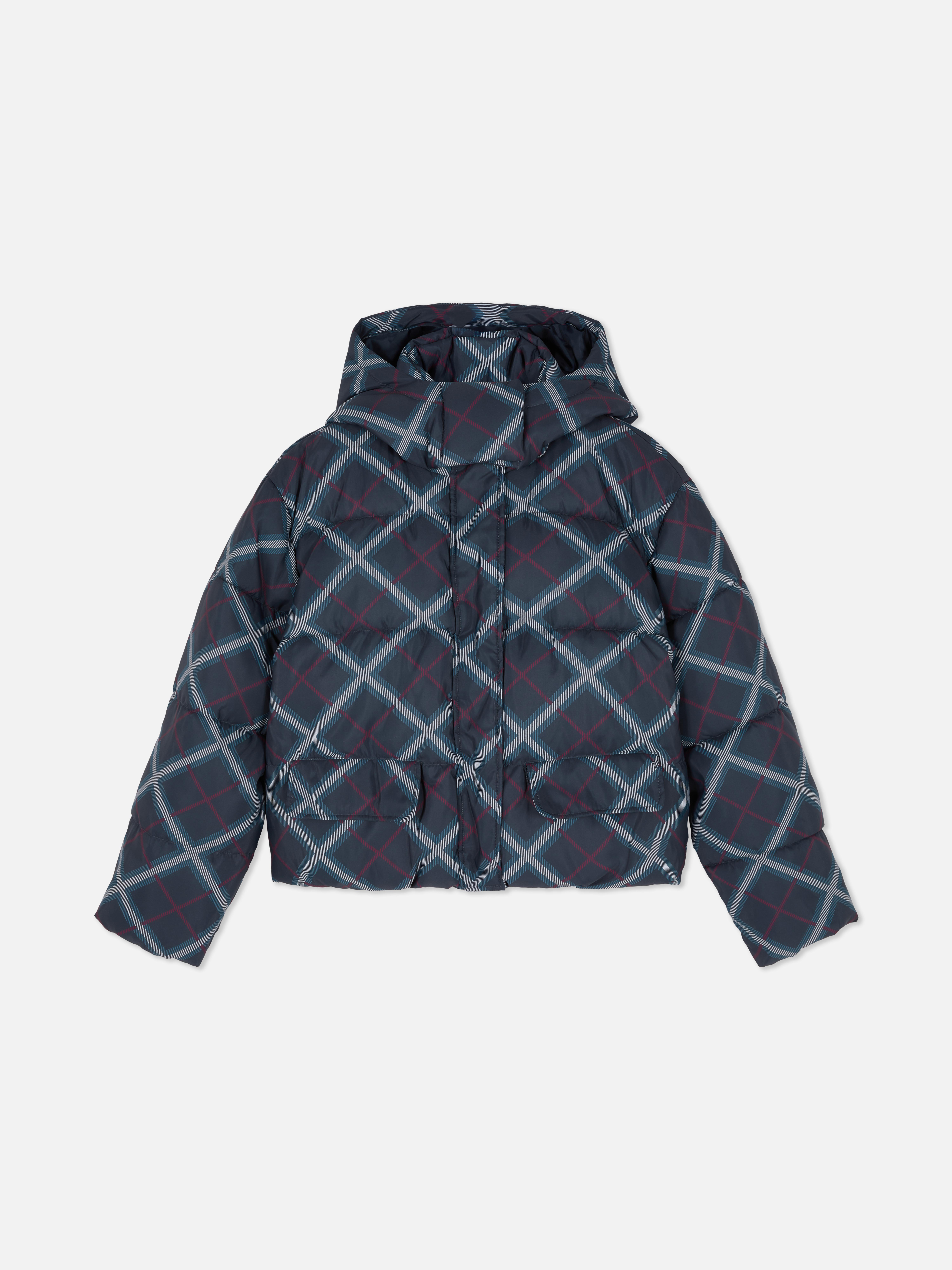 Chaqueta acolchada corta a cuadros