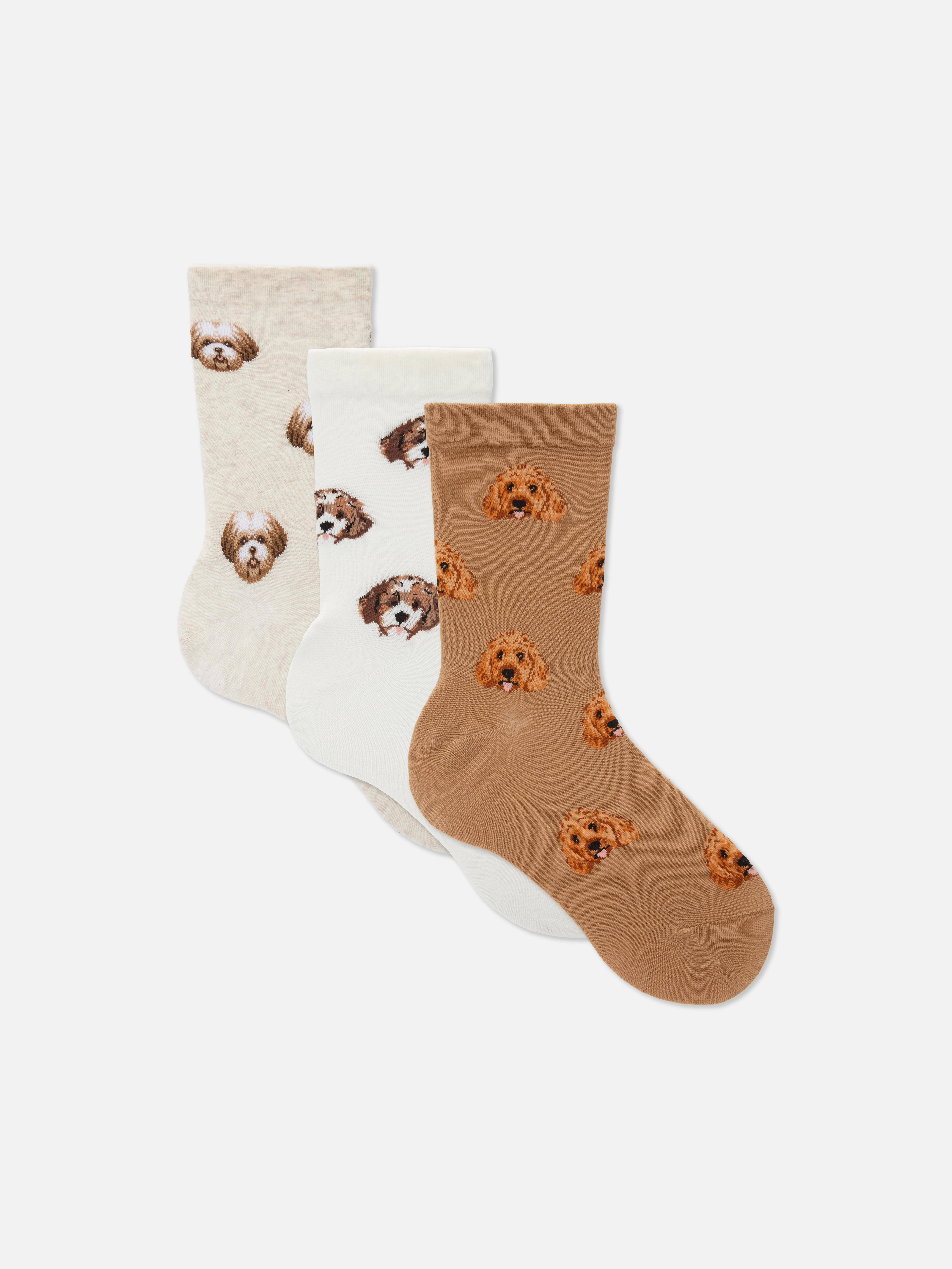 Pack 3 pares meias cano médio cães