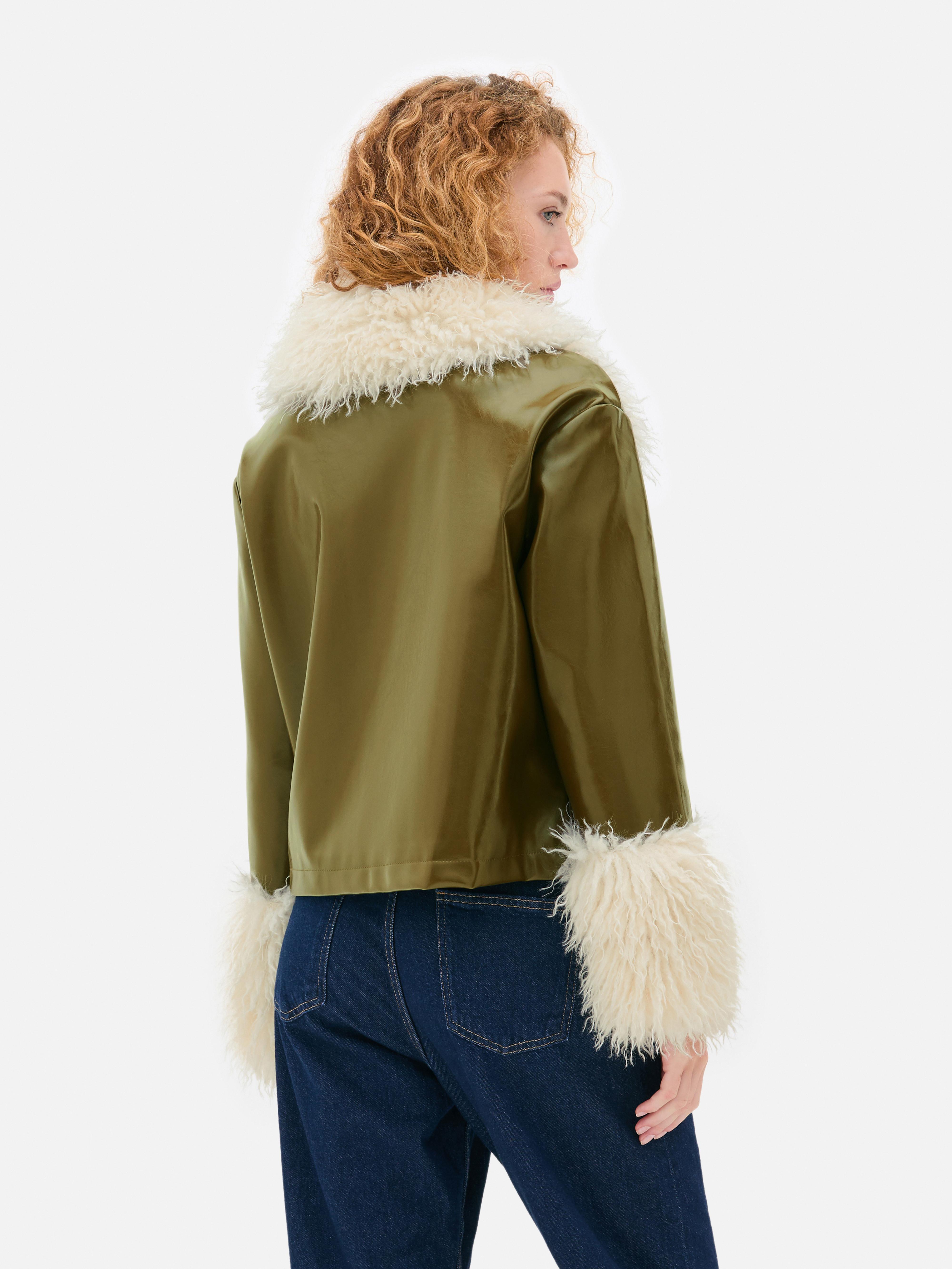 Shaggy Trim PU Jacket