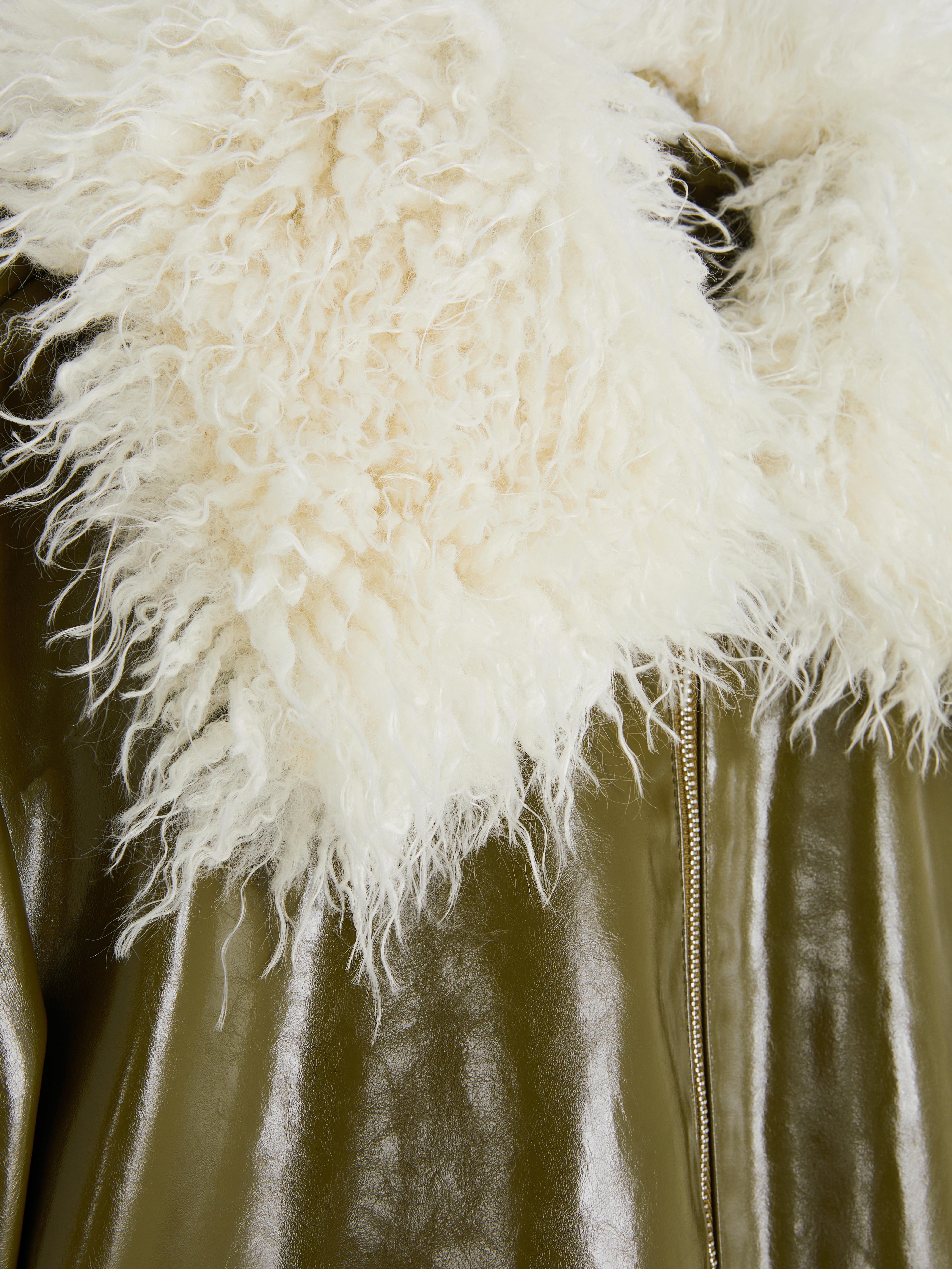 Shaggy Trim PU Jacket
