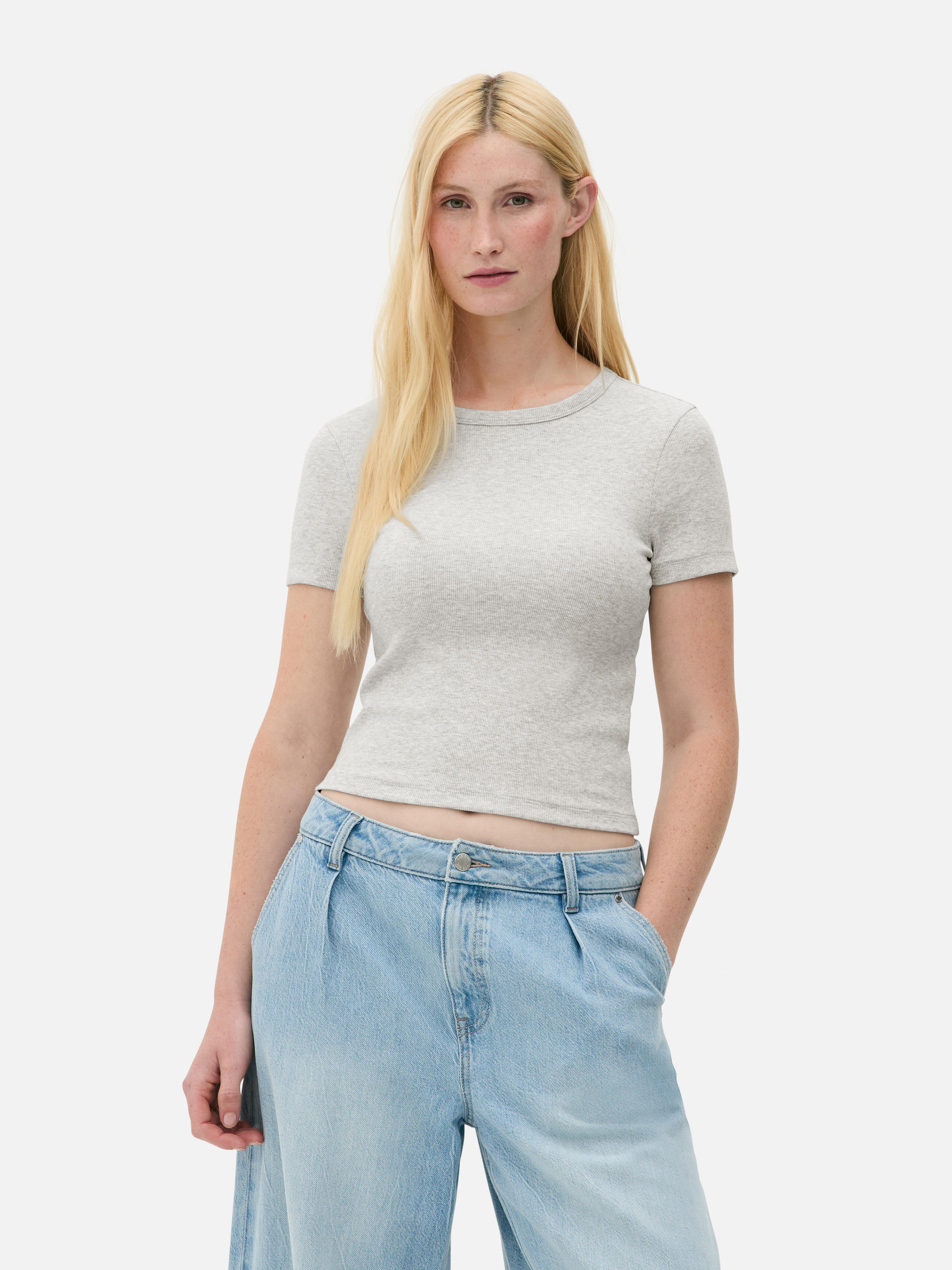 売れ筋商品|||トラビスマヒュー カットソー トップス レディース Cloud Rib Short-Sleeve Shirt - Women's Heather Light Grey Women's Slim Fit Short Sleeve Ribbed T-Shirt - A New Day