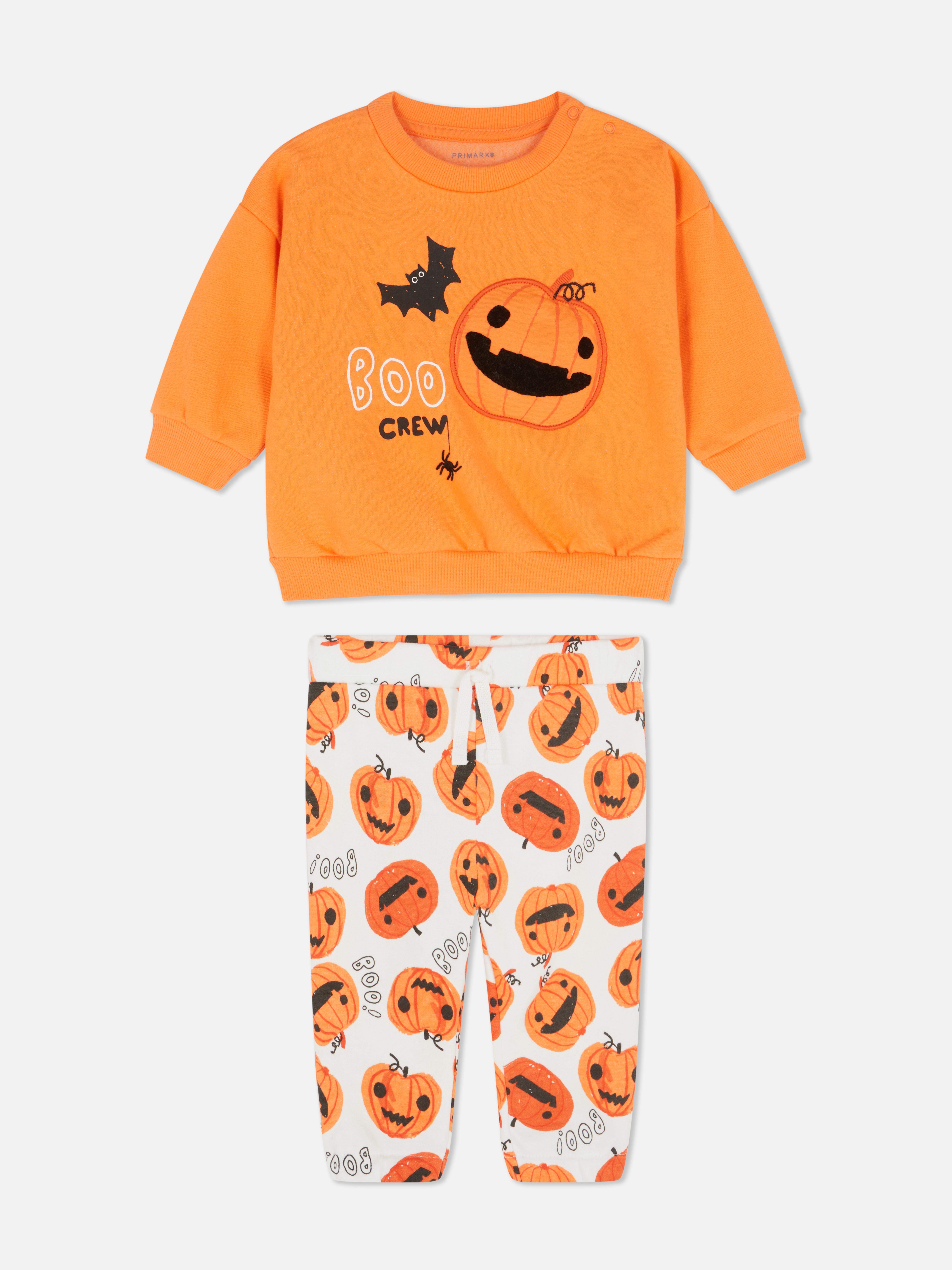 0–36 Monate | Halloween-Sweatshirt mit Kürbismotiv und Jogginghose