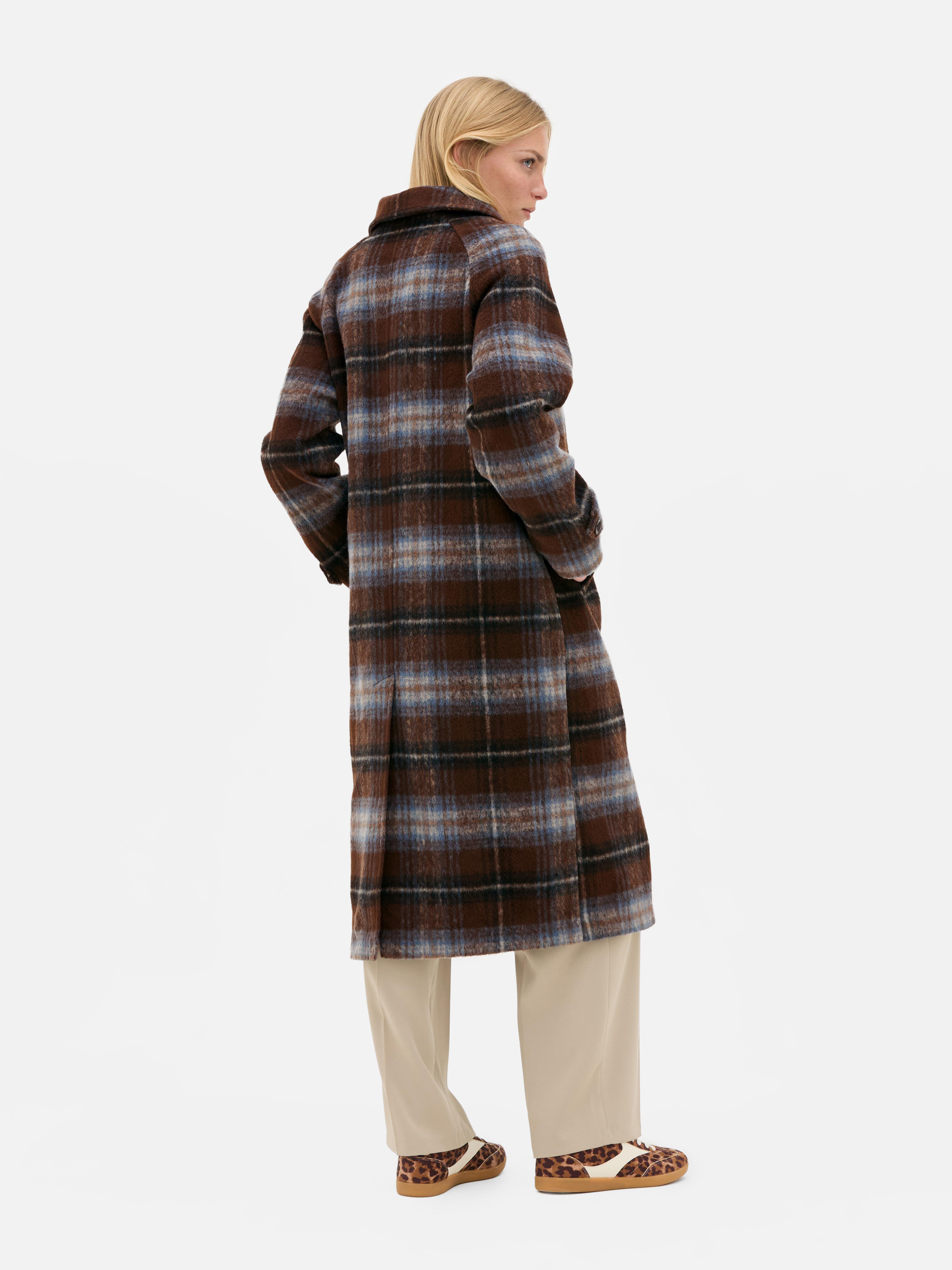Plaid Pointed Collar Coat
