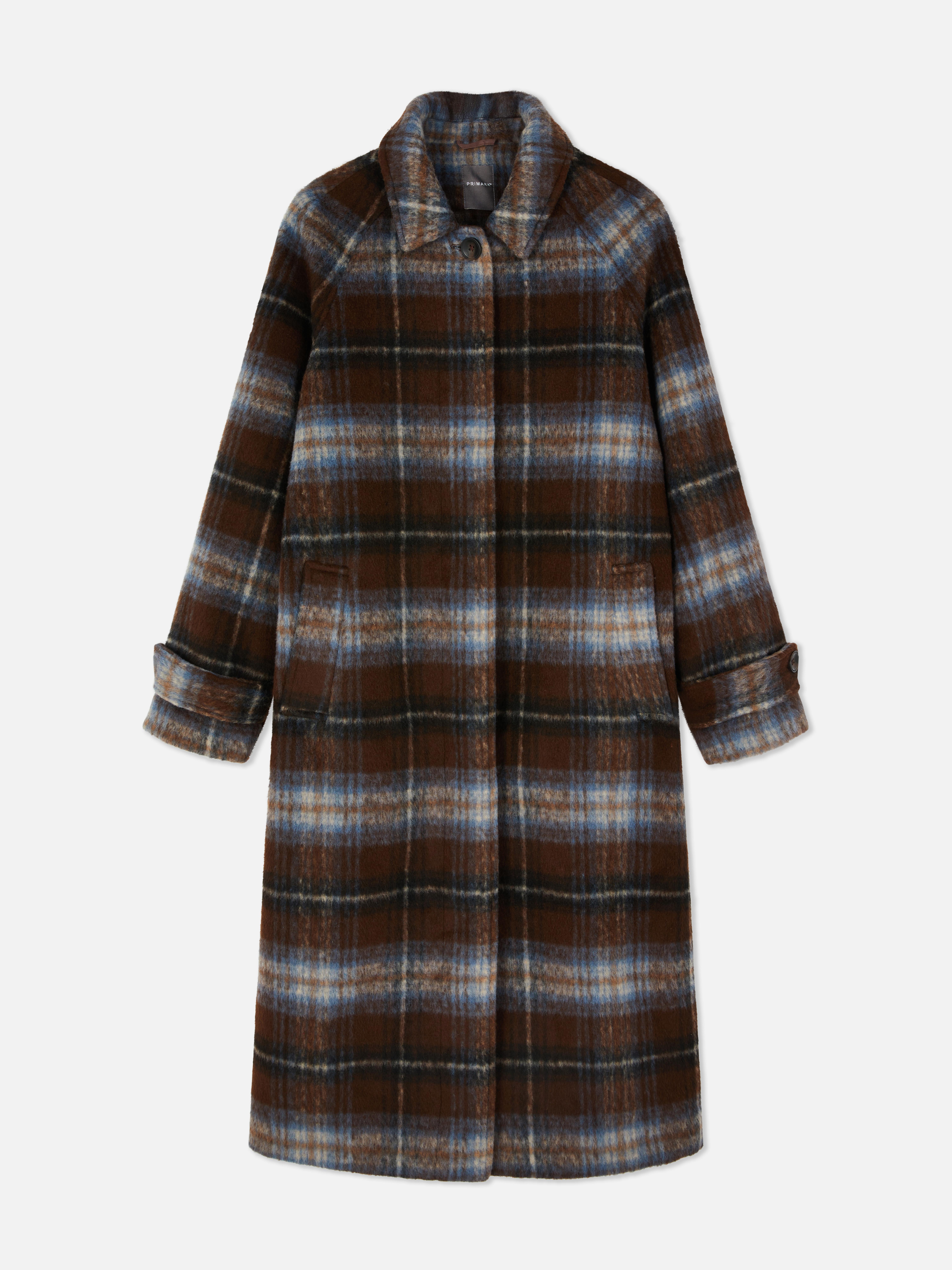 Plaid Pointed Collar Coat