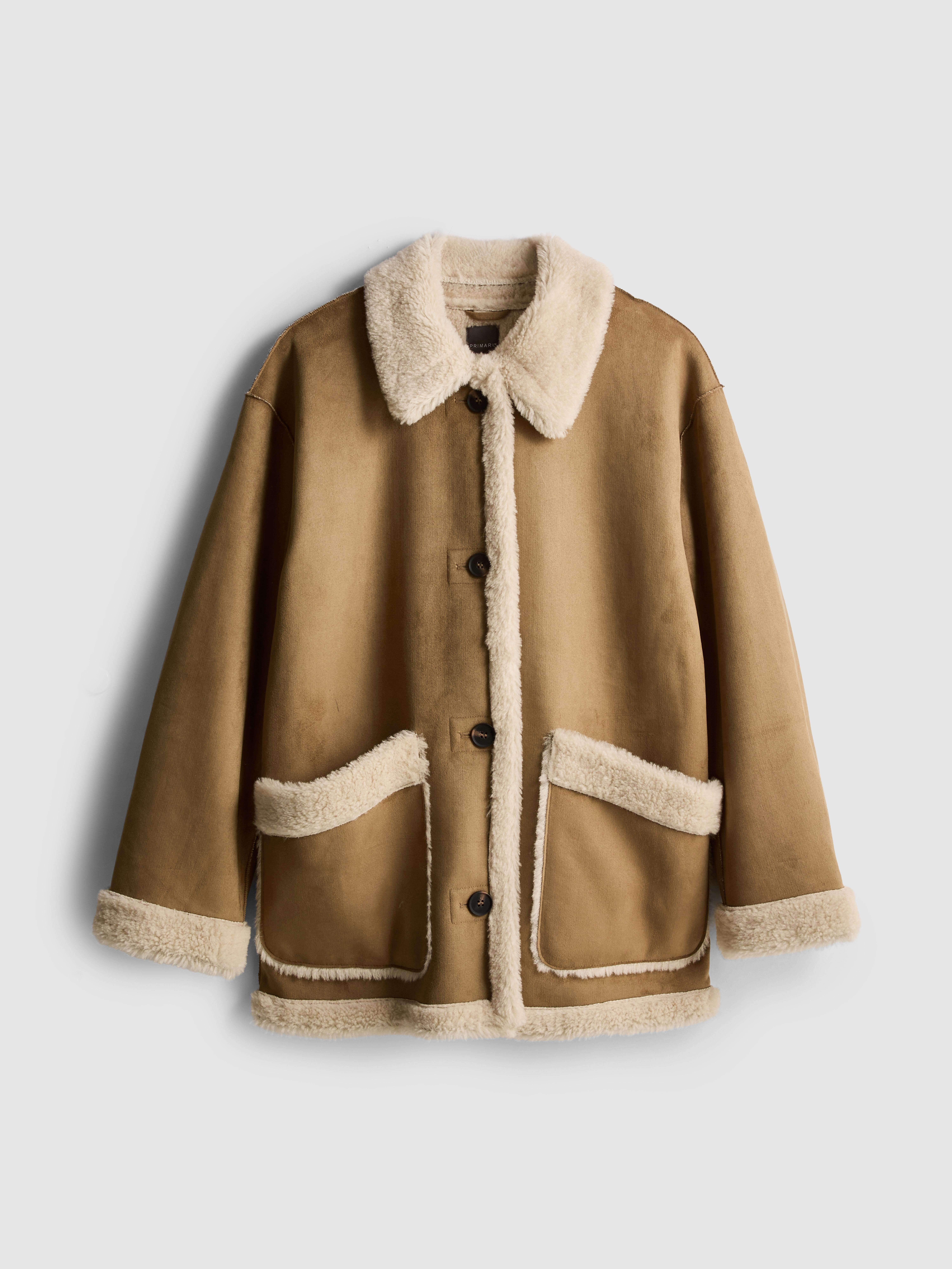 Patch Pocket Shearling Coat