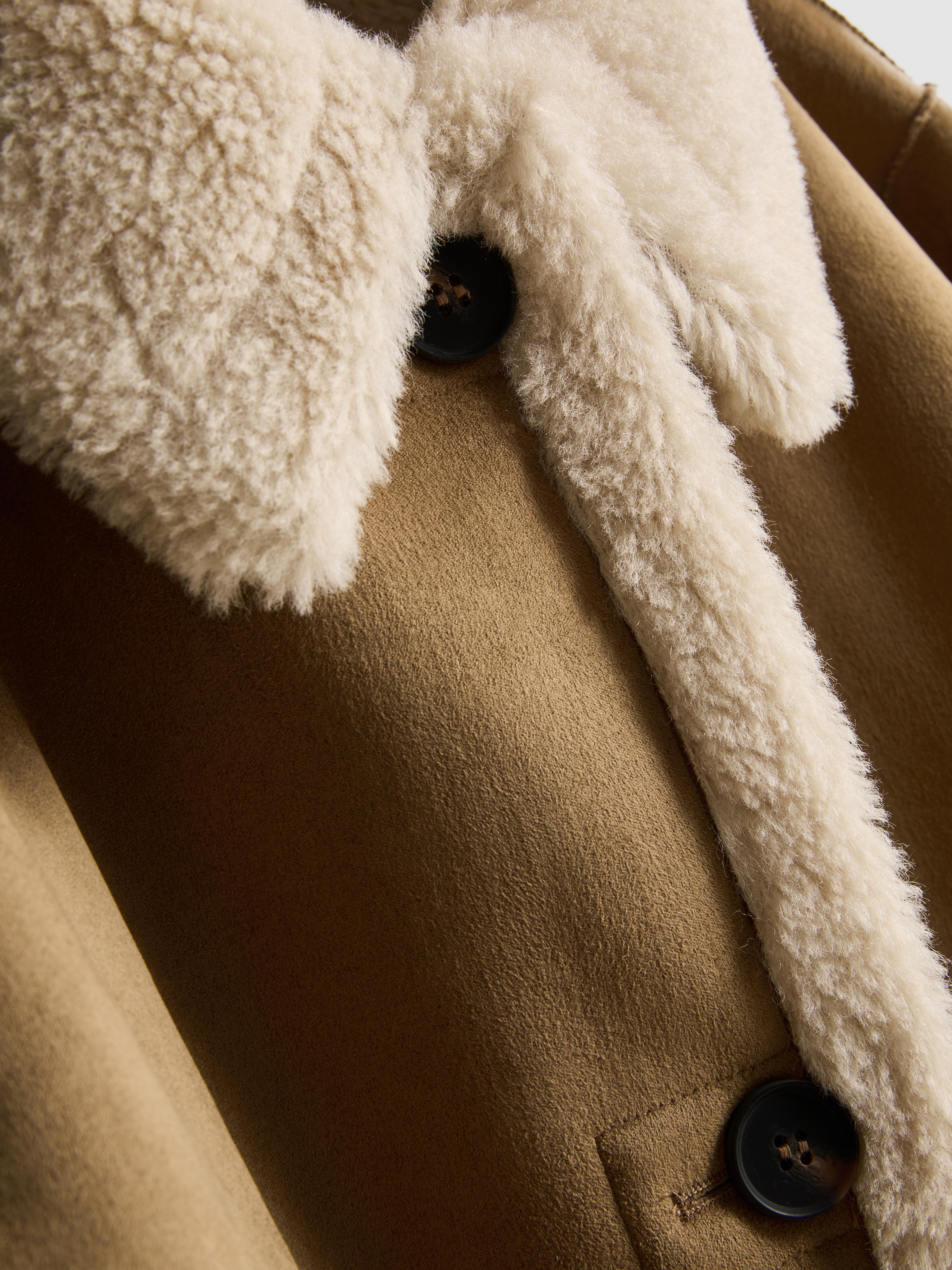 Patch Pocket Shearling Coat