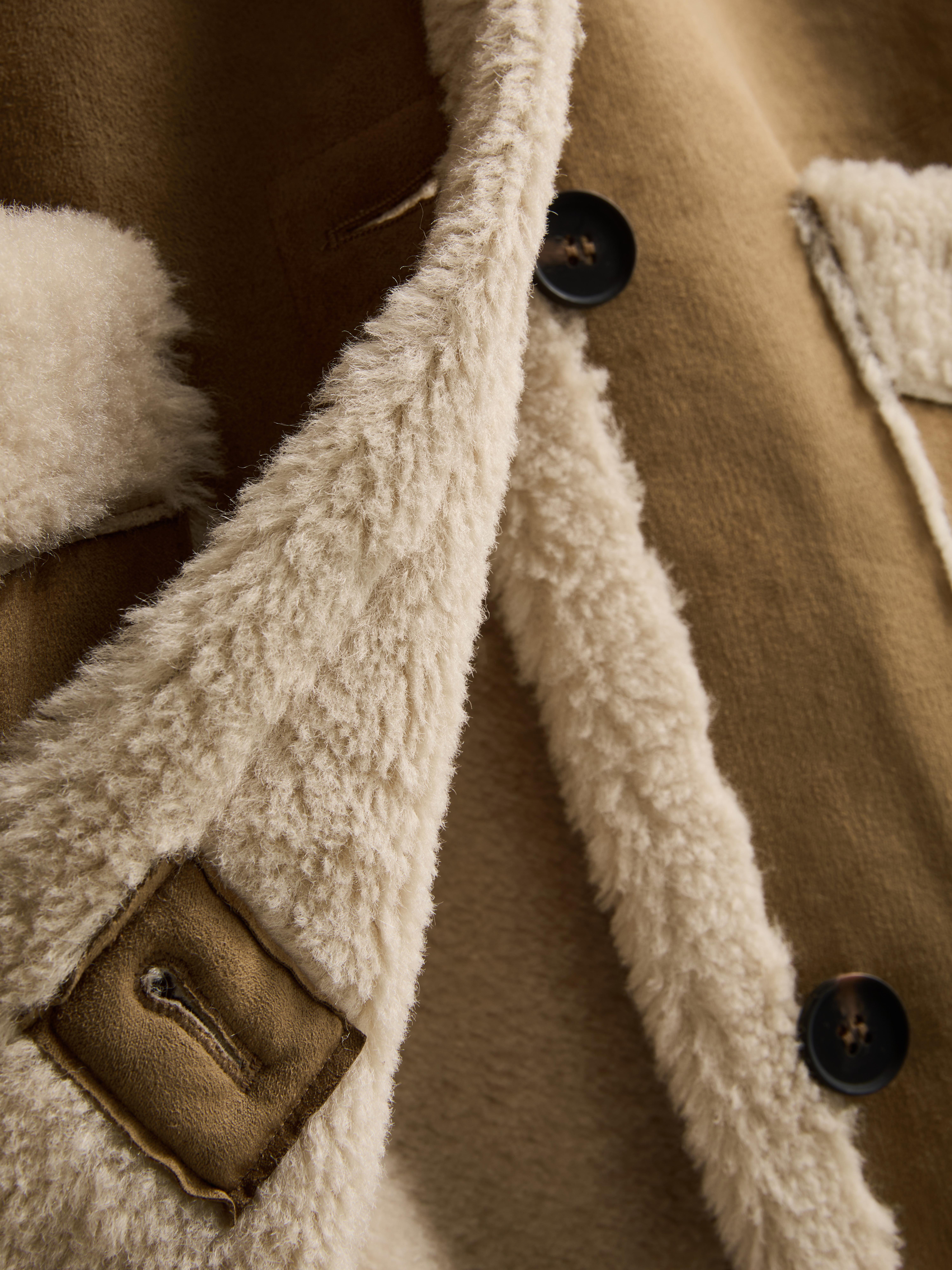 Patch Pocket Shearling Coat
