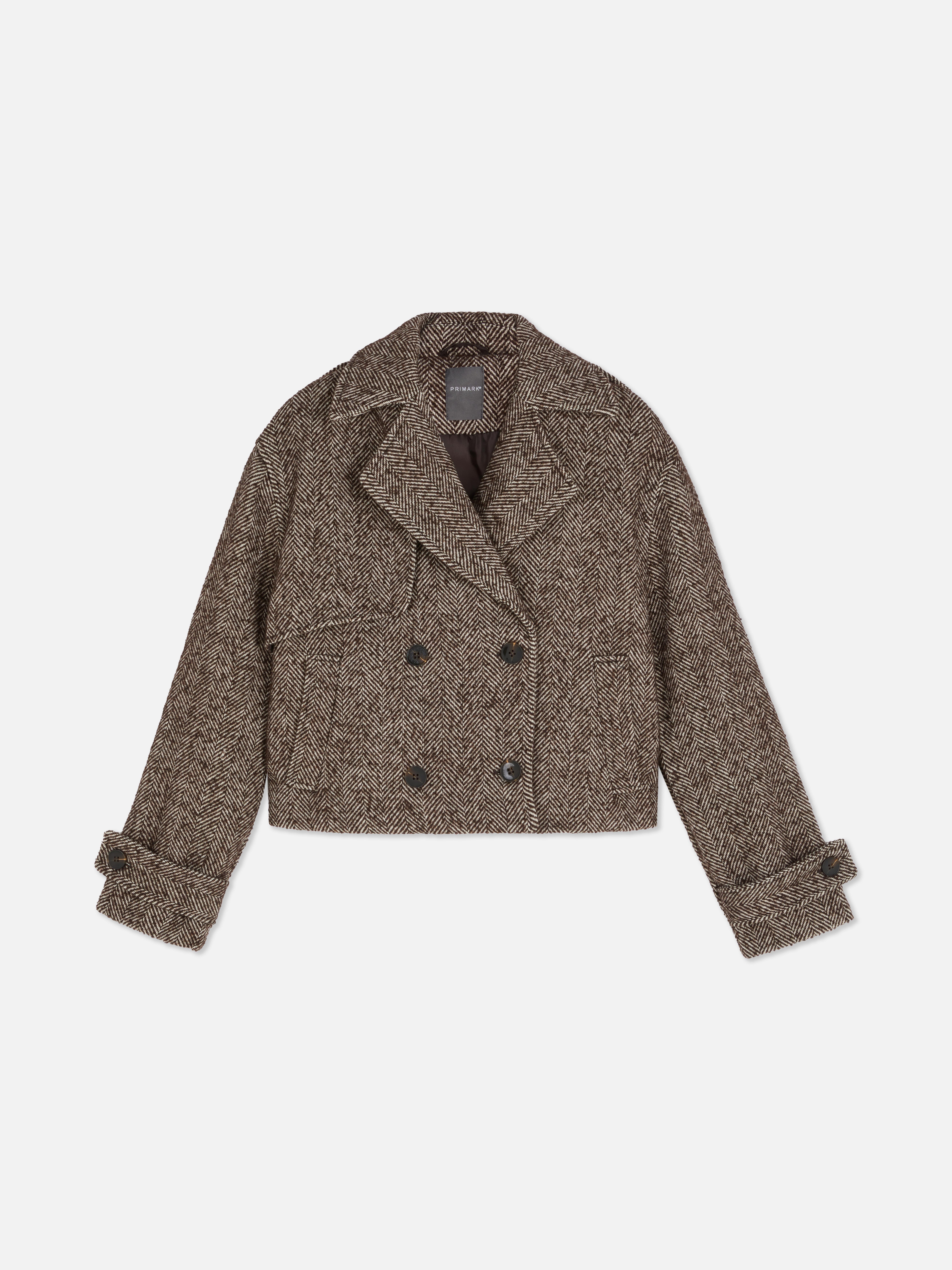 Cropped Textured Trench Jacket