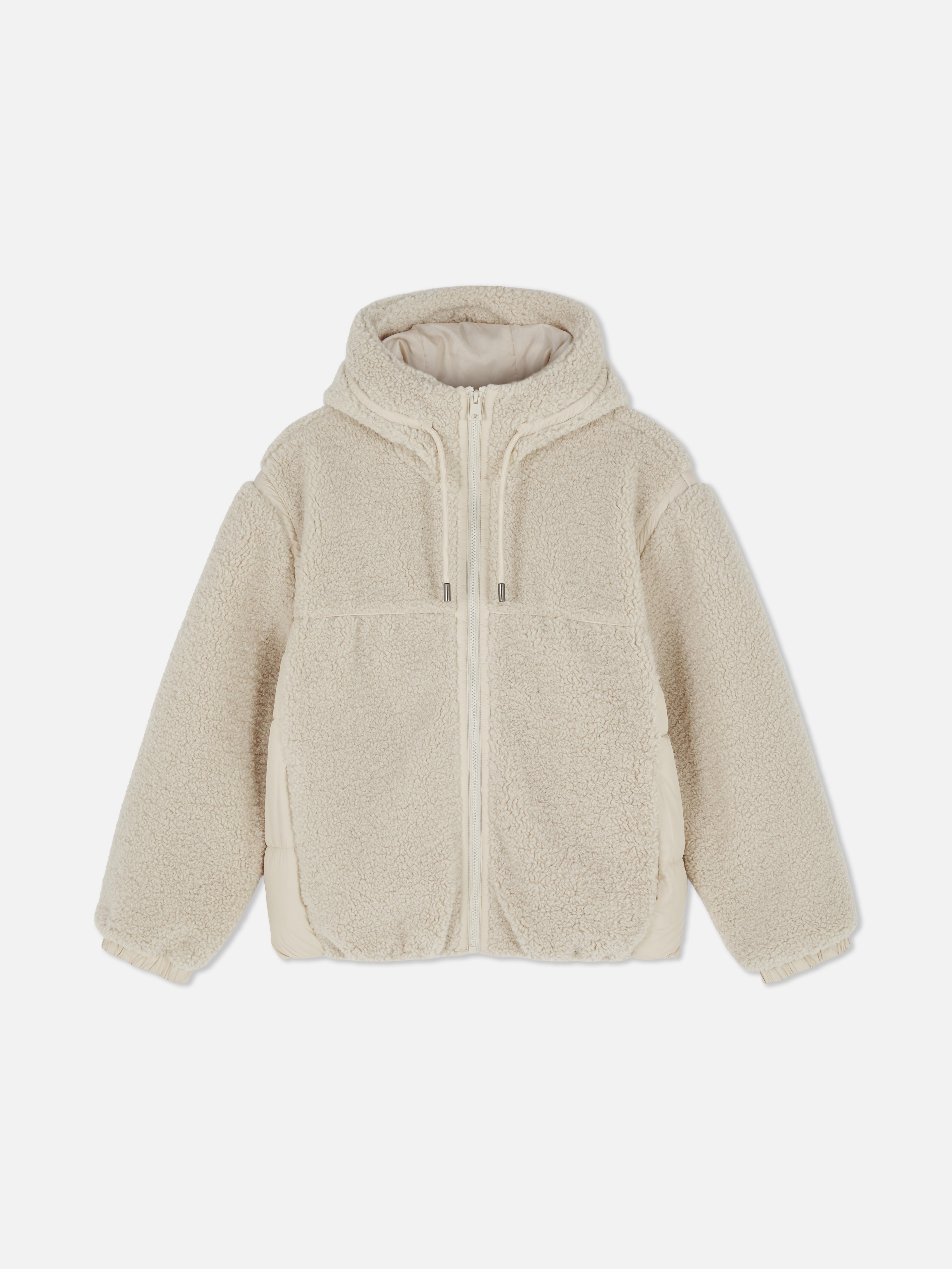 Sweat à capuche rembourré effet mouton retourné