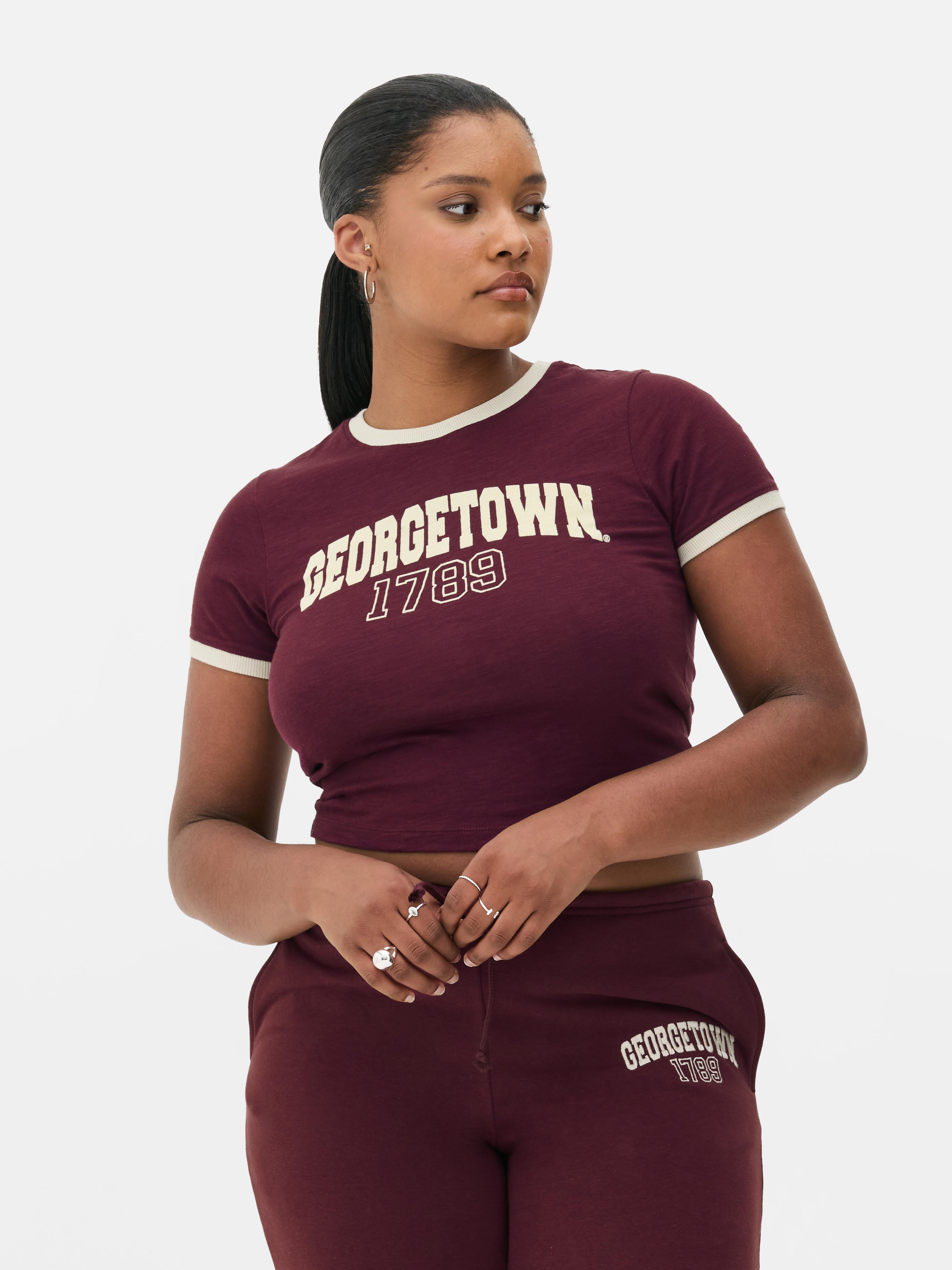 Tricou mulat cu ornamente contrastante și imprimeu Georgetown