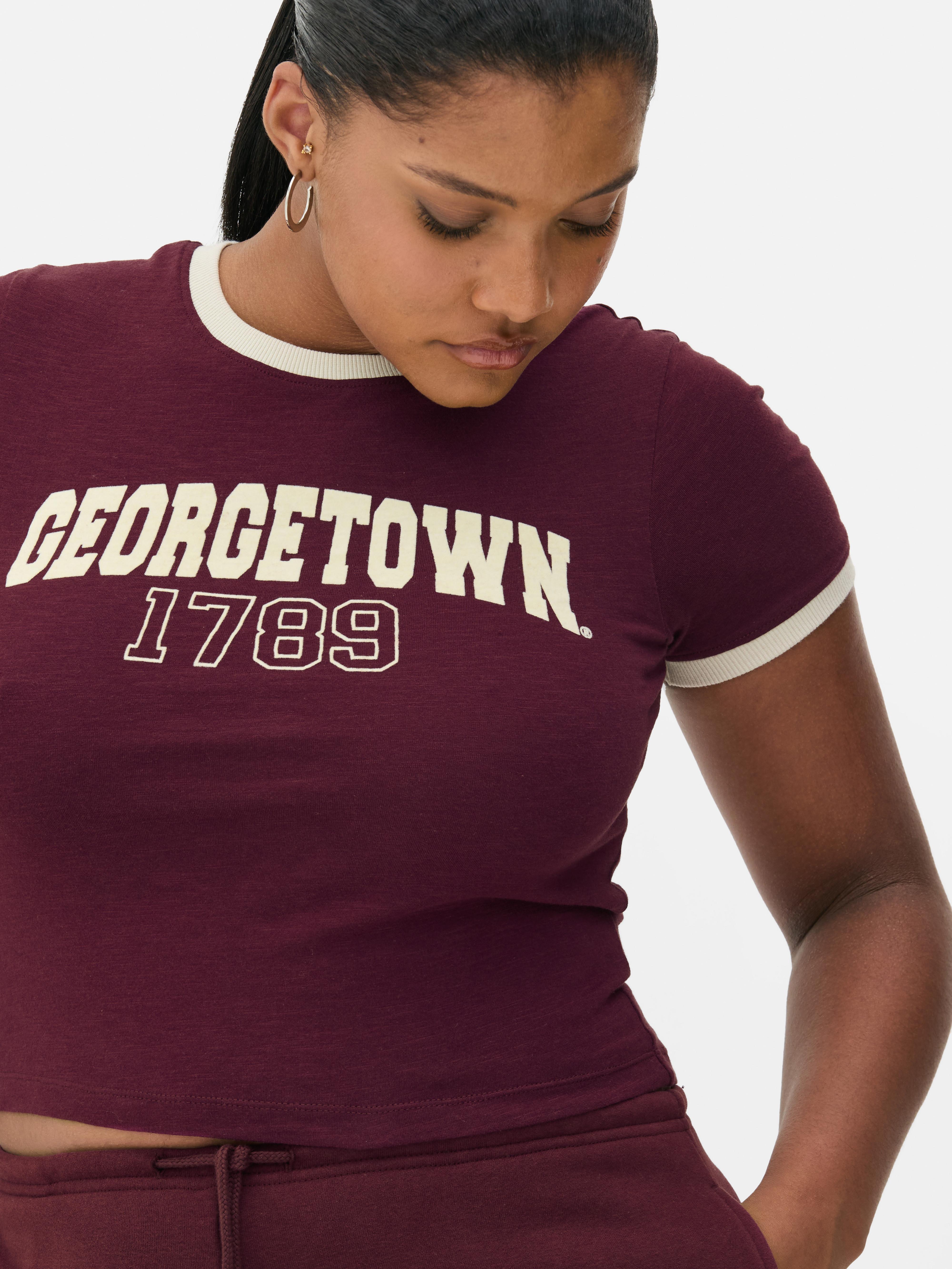 Tricou mulat cu ornamente contrastante și imprimeu Georgetown