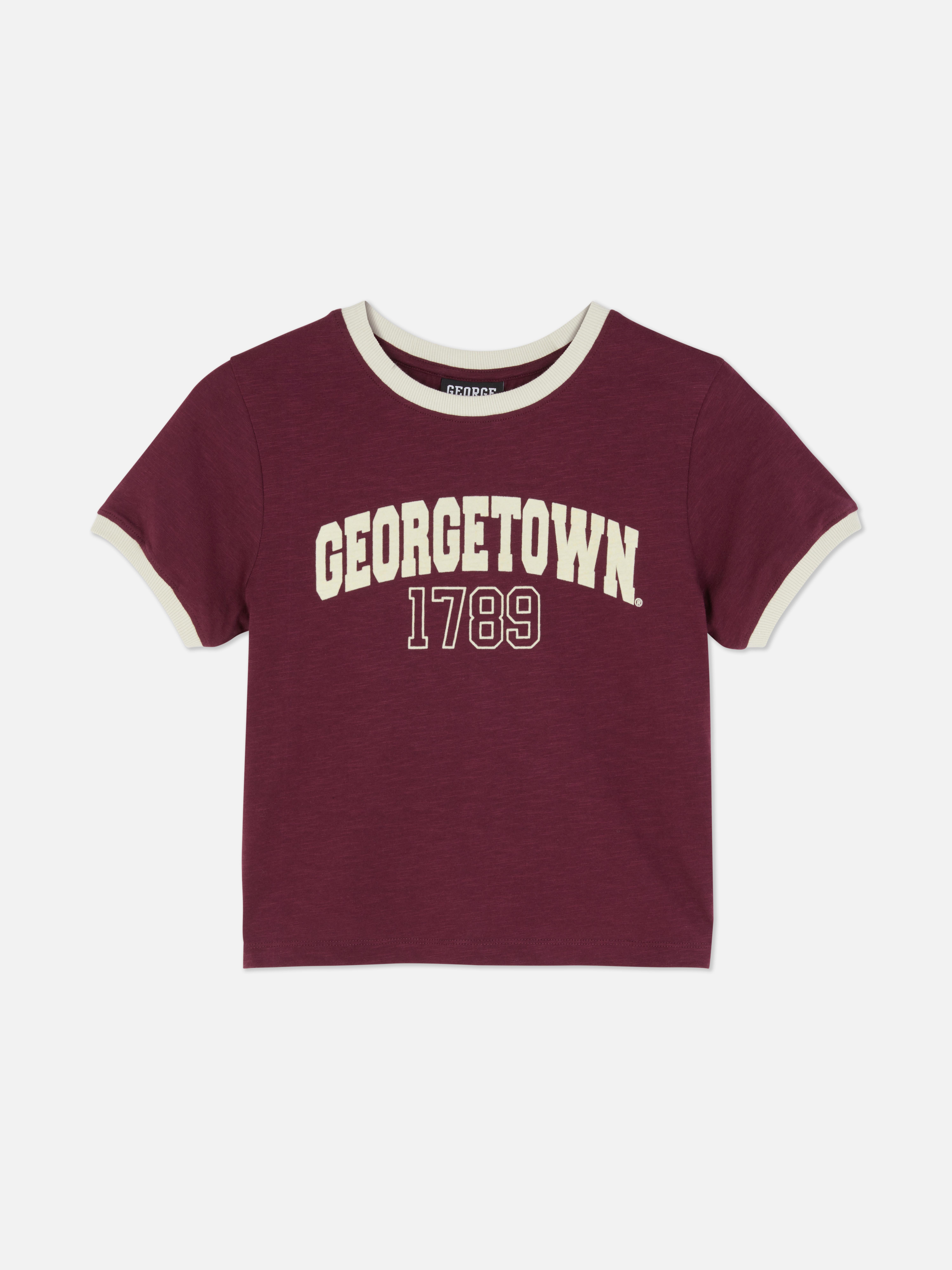 Tricou mulat cu ornamente contrastante și imprimeu Georgetown