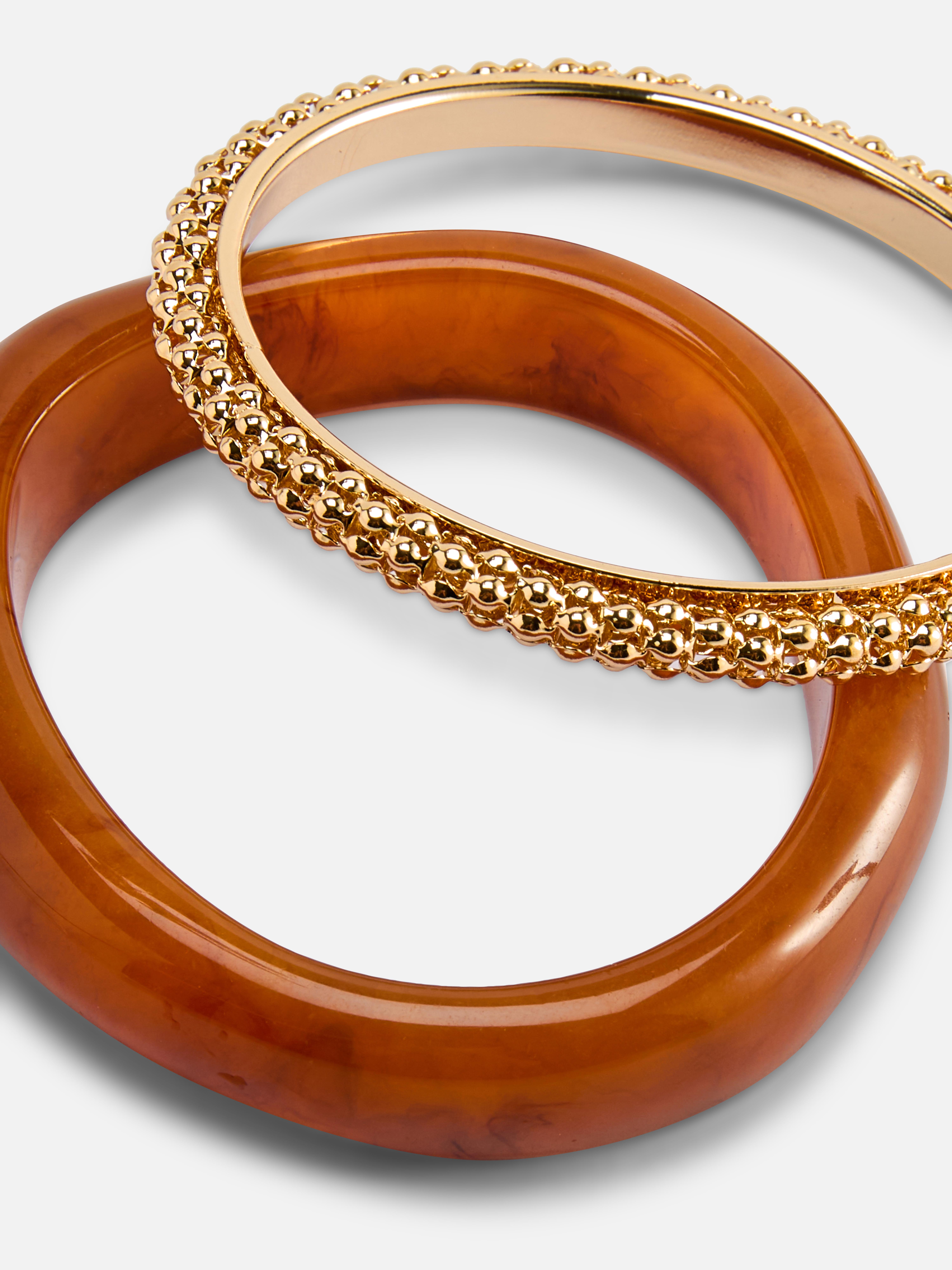 Lot de 2 bracelets joncs texturés