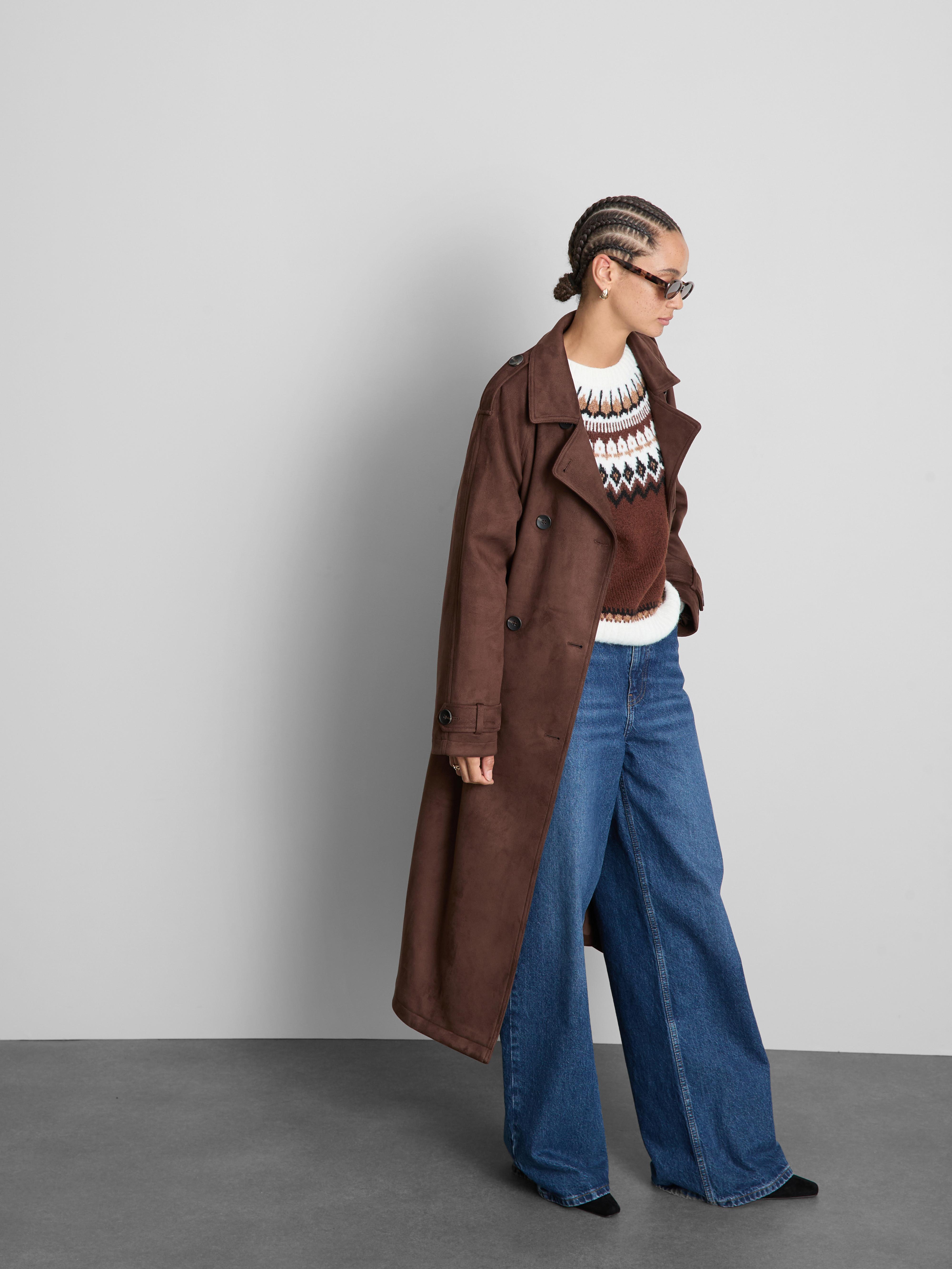 Trenchcoat van suèdine Paula Echevarría