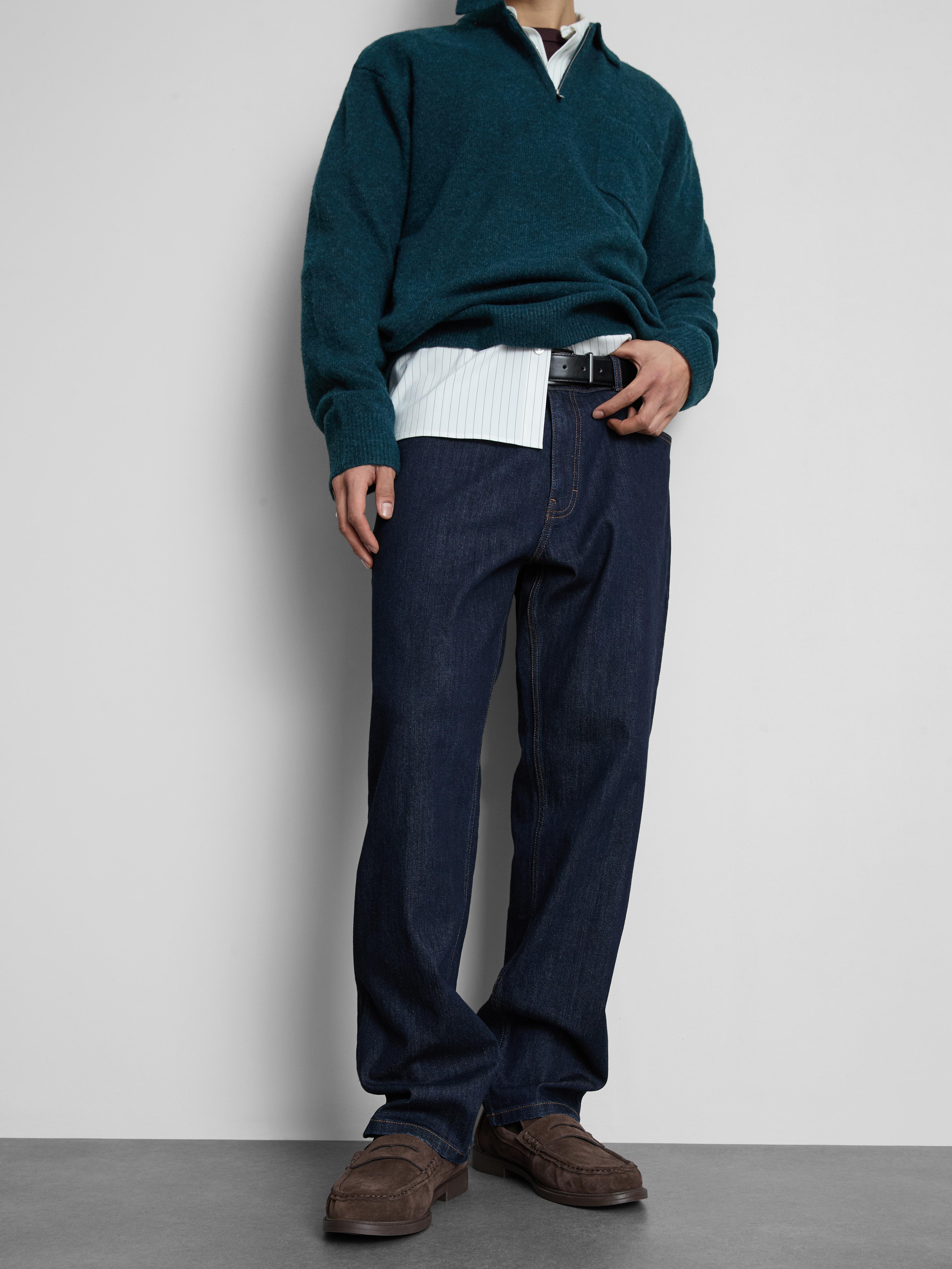 Men's Indigo Mid-Rise Straight-Leg Jeans