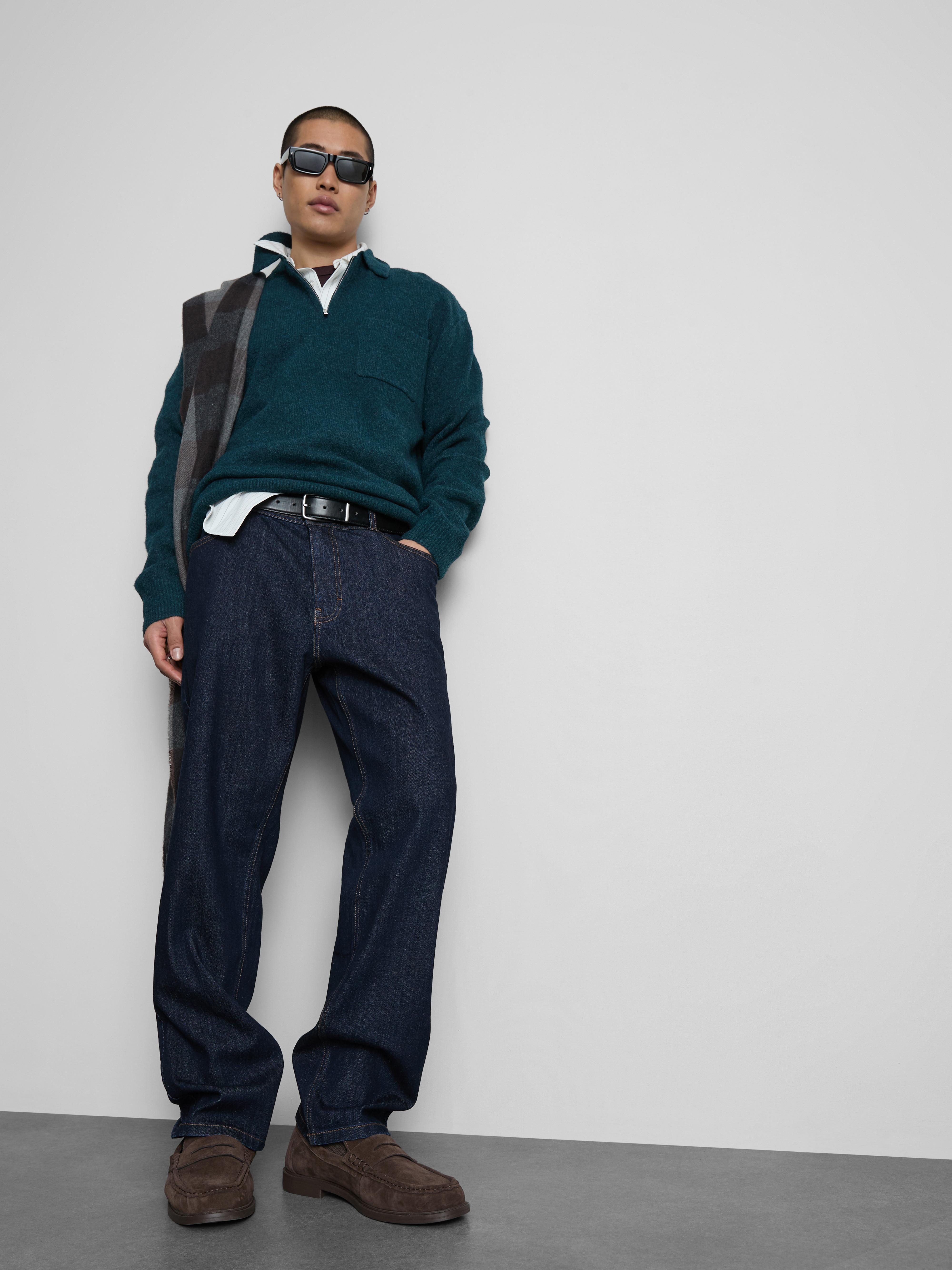 Men's Indigo Mid-Rise Straight-Leg Jeans