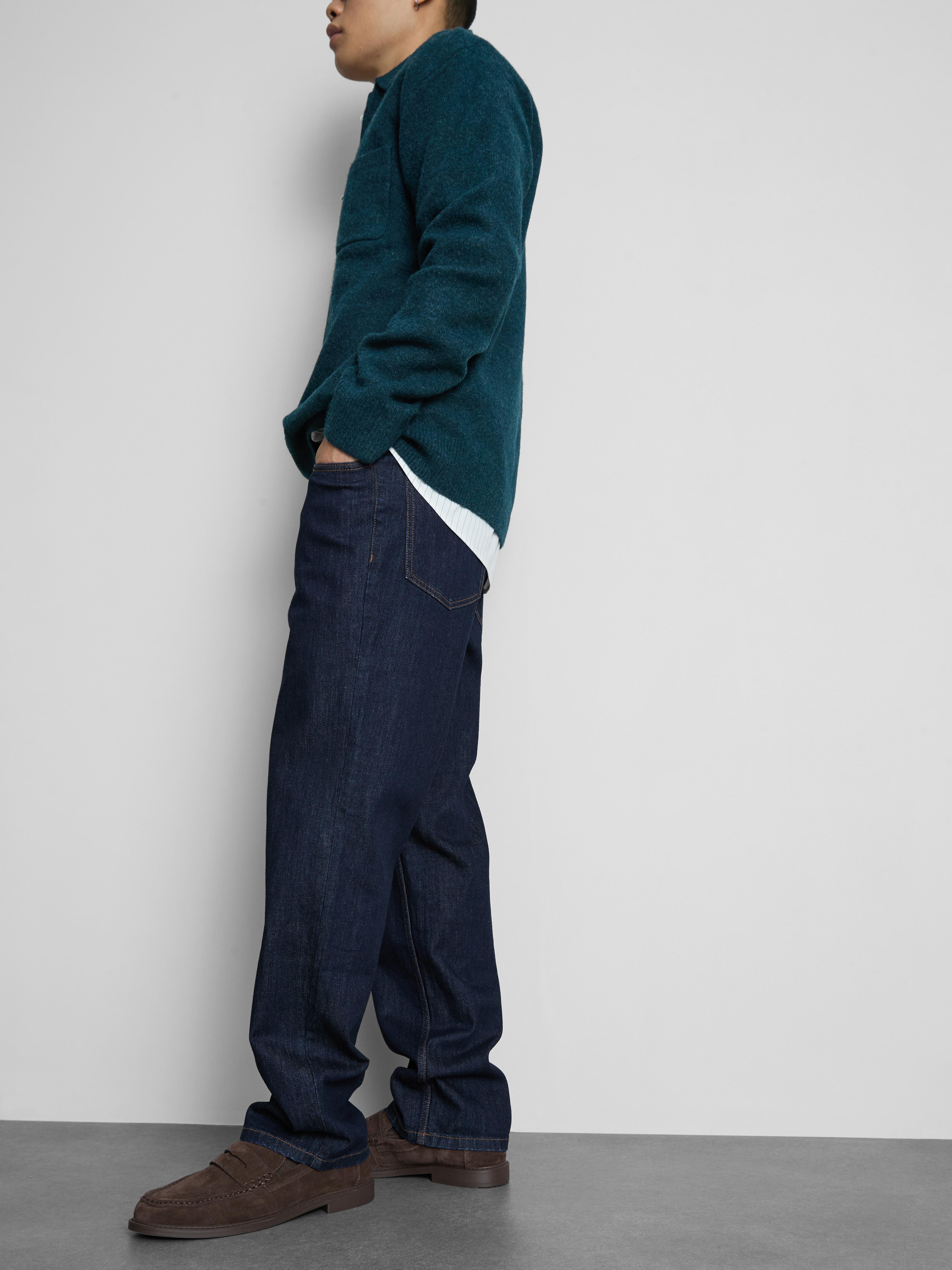 Men's Indigo Mid-Rise Straight-Leg Jeans