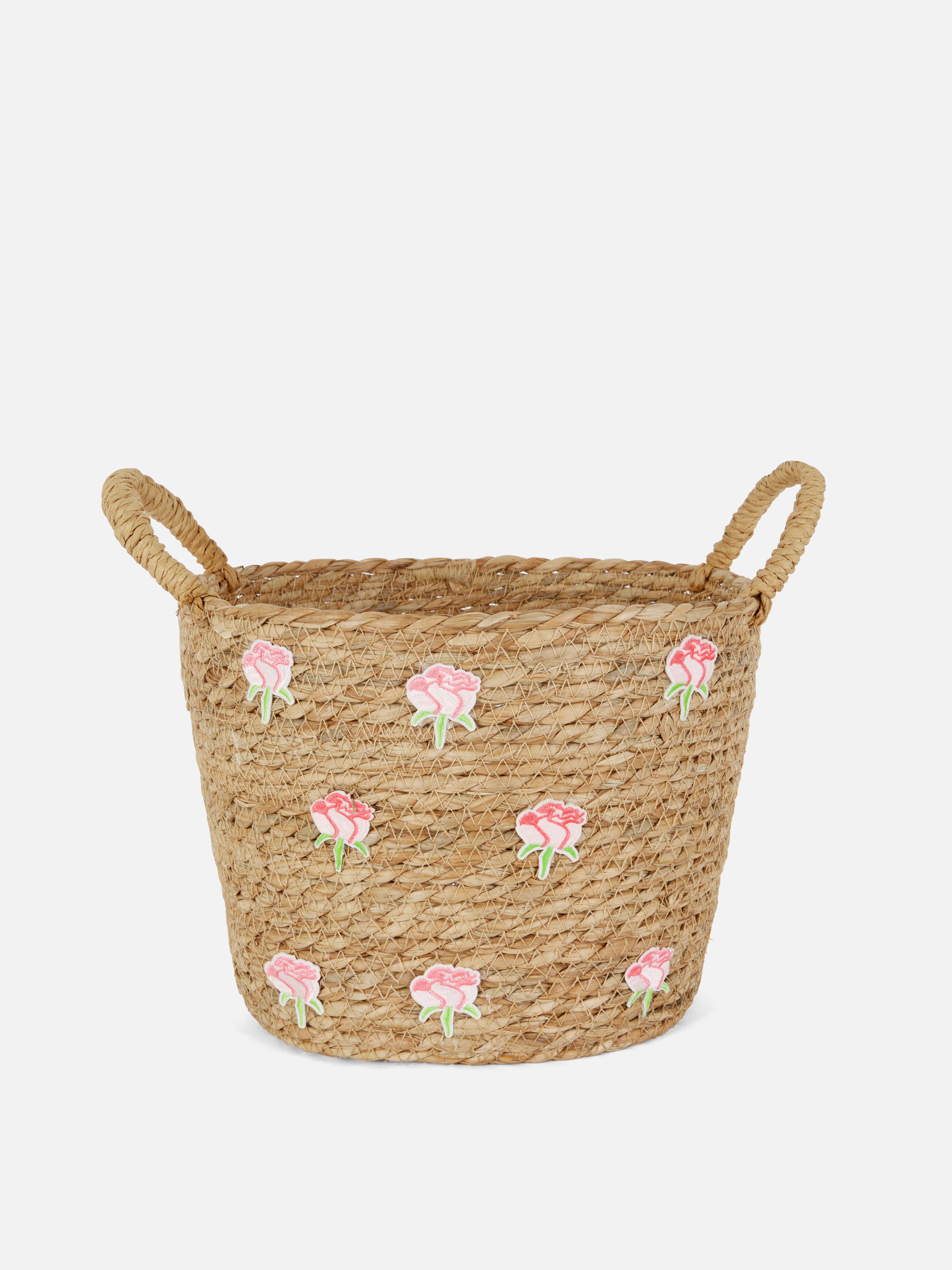 Gewebter Aufbewahrungskorb mit Rosendesign