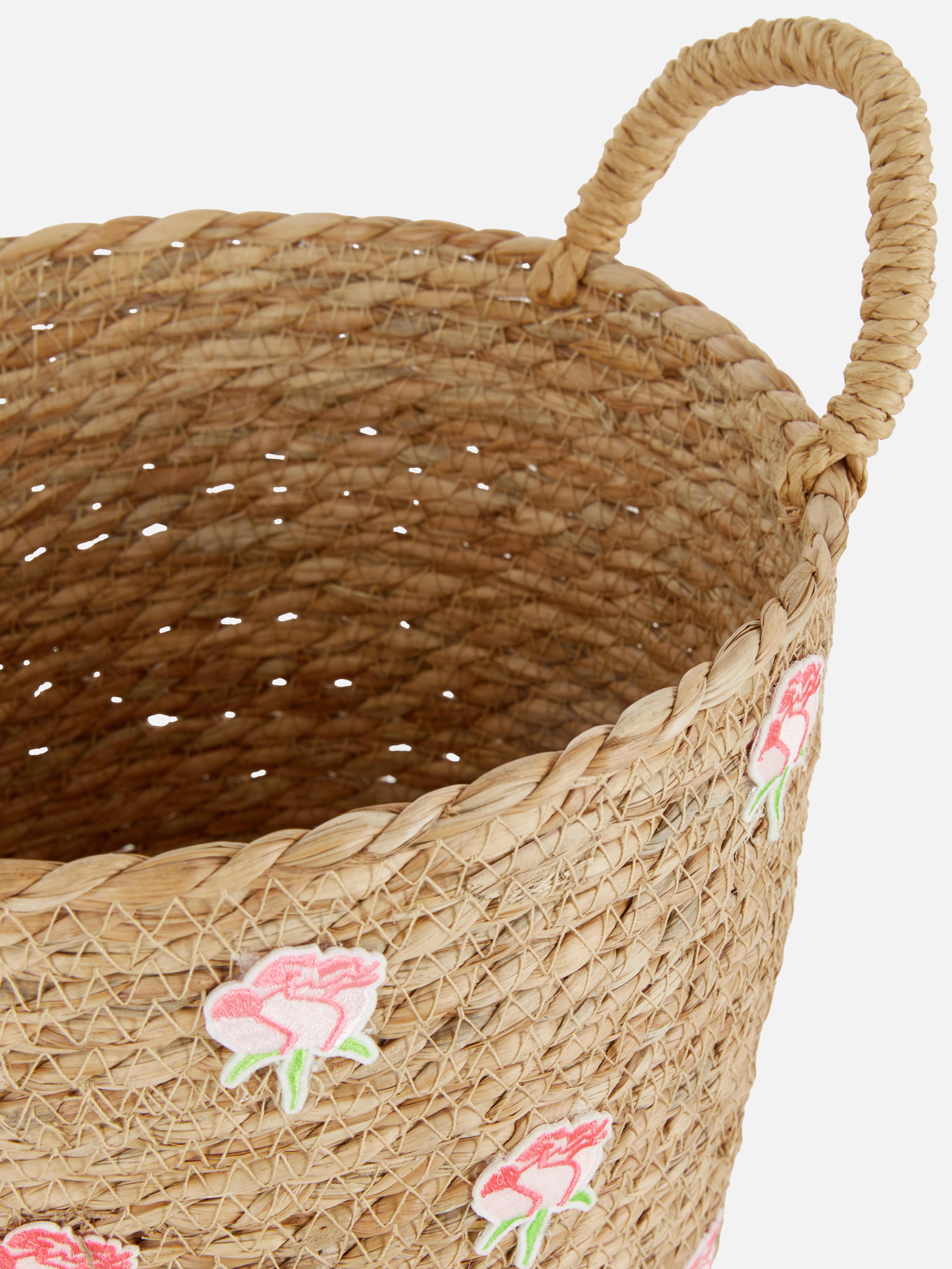 Gewebter Aufbewahrungskorb mit Rosendesign