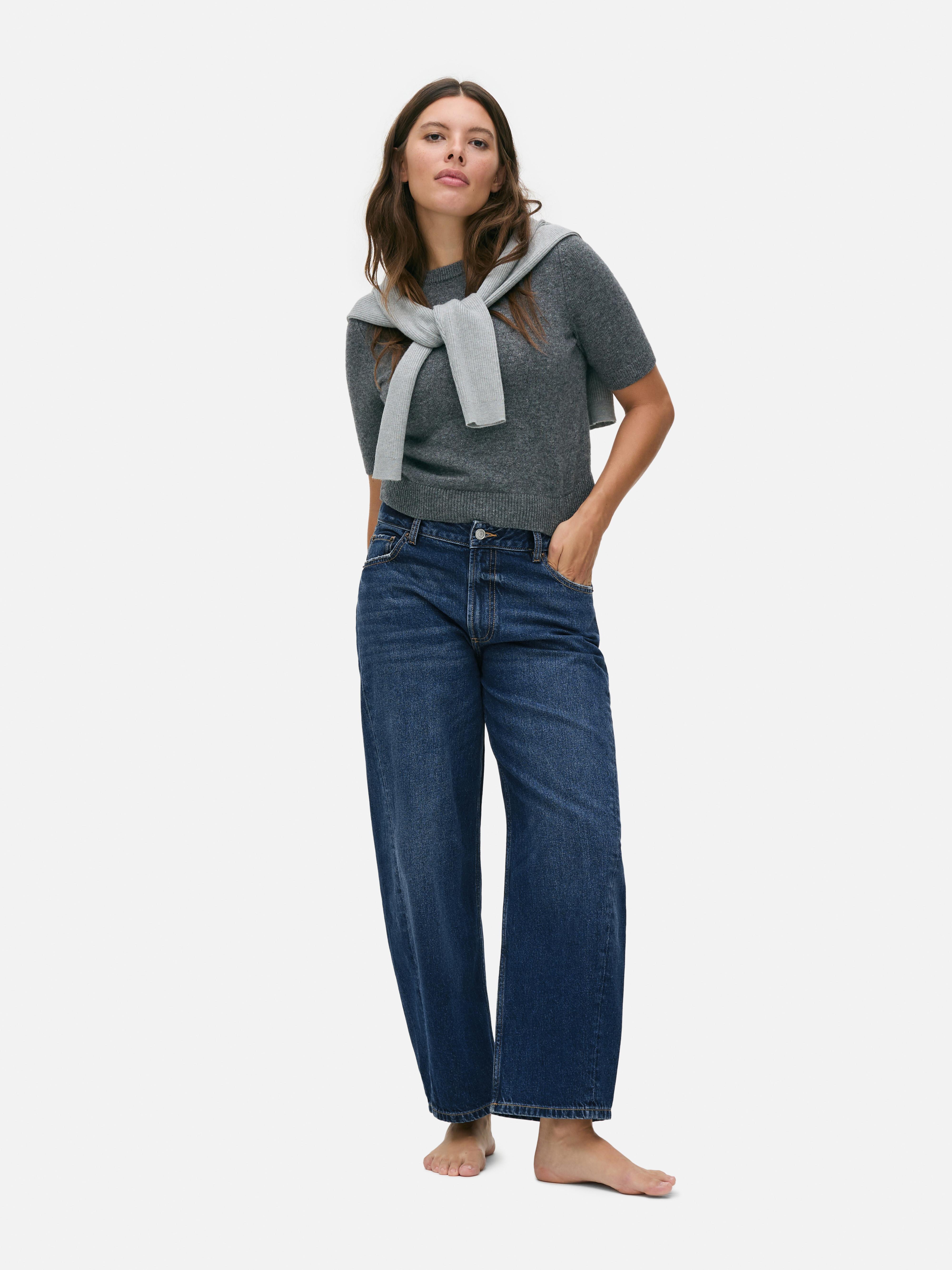 Mid-Rise Barrel Leg Jeans