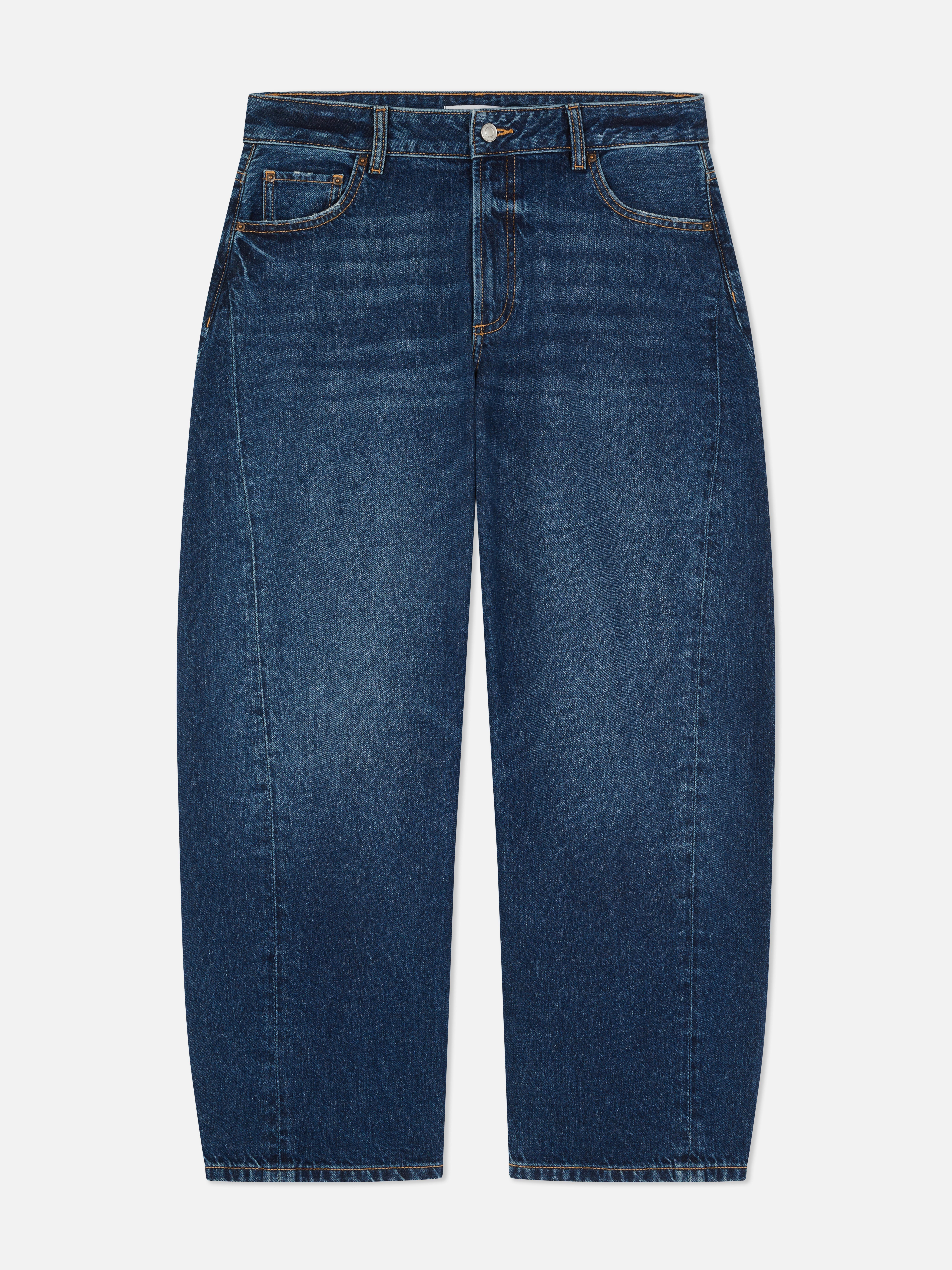 Mid-Rise Barrel Leg Jeans