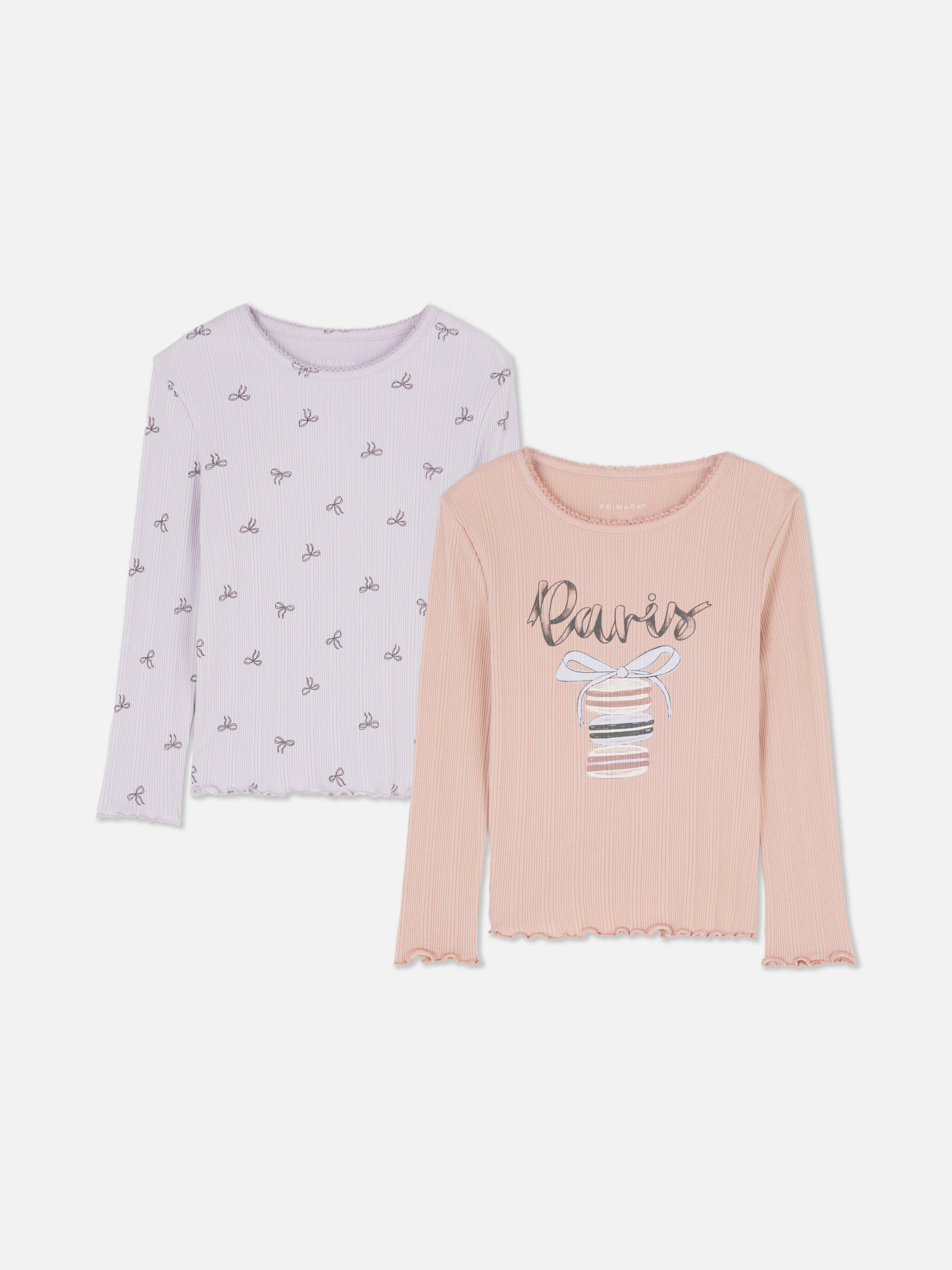 1,5–8 Jahre | Gerippte Langarmshirts mit gekräuseltem Saum, 2er-Pack