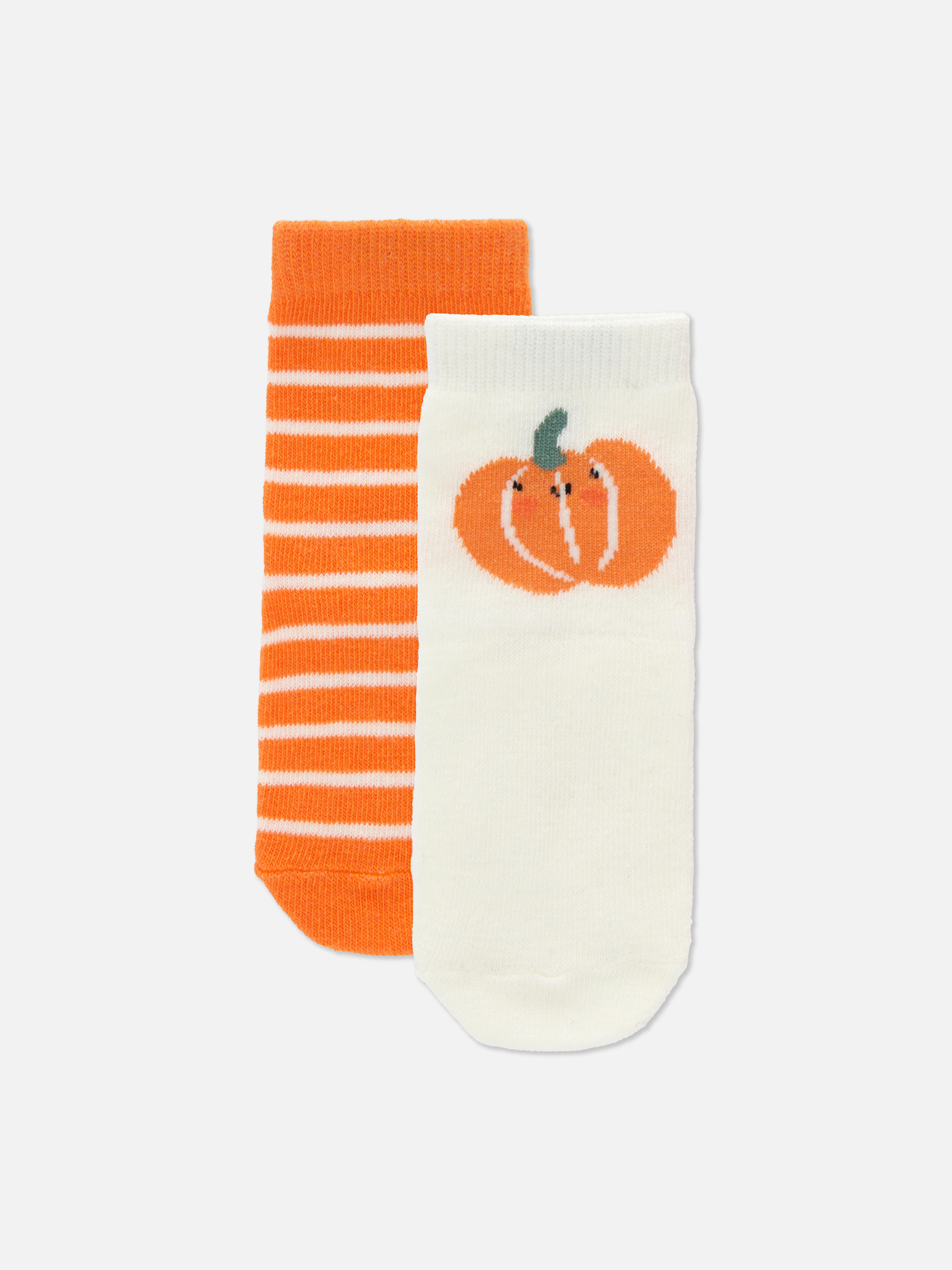 Socken mitt Kürbismotiv, 2er-Pack