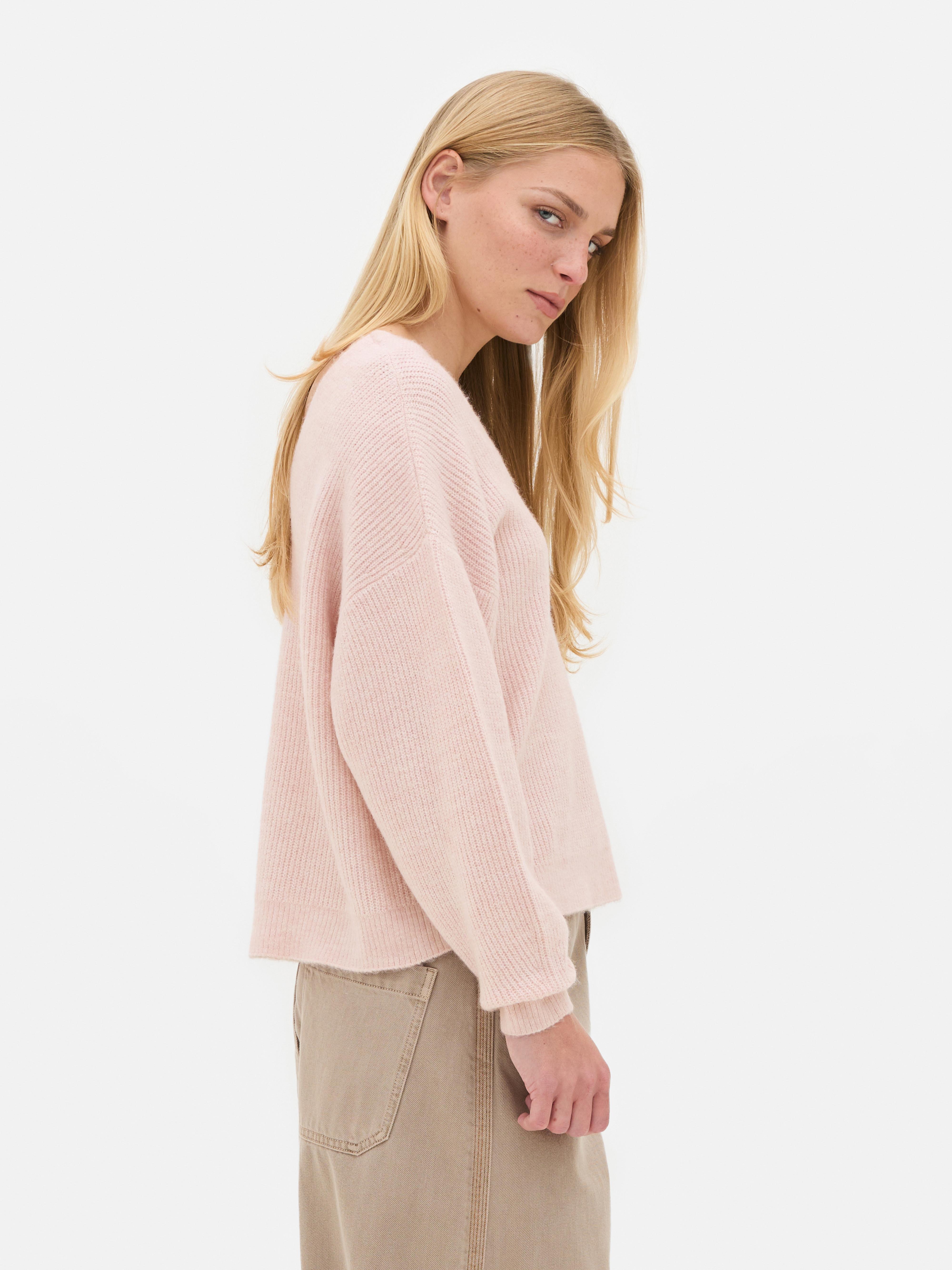 V-Neck Drop Shoulder Jumper