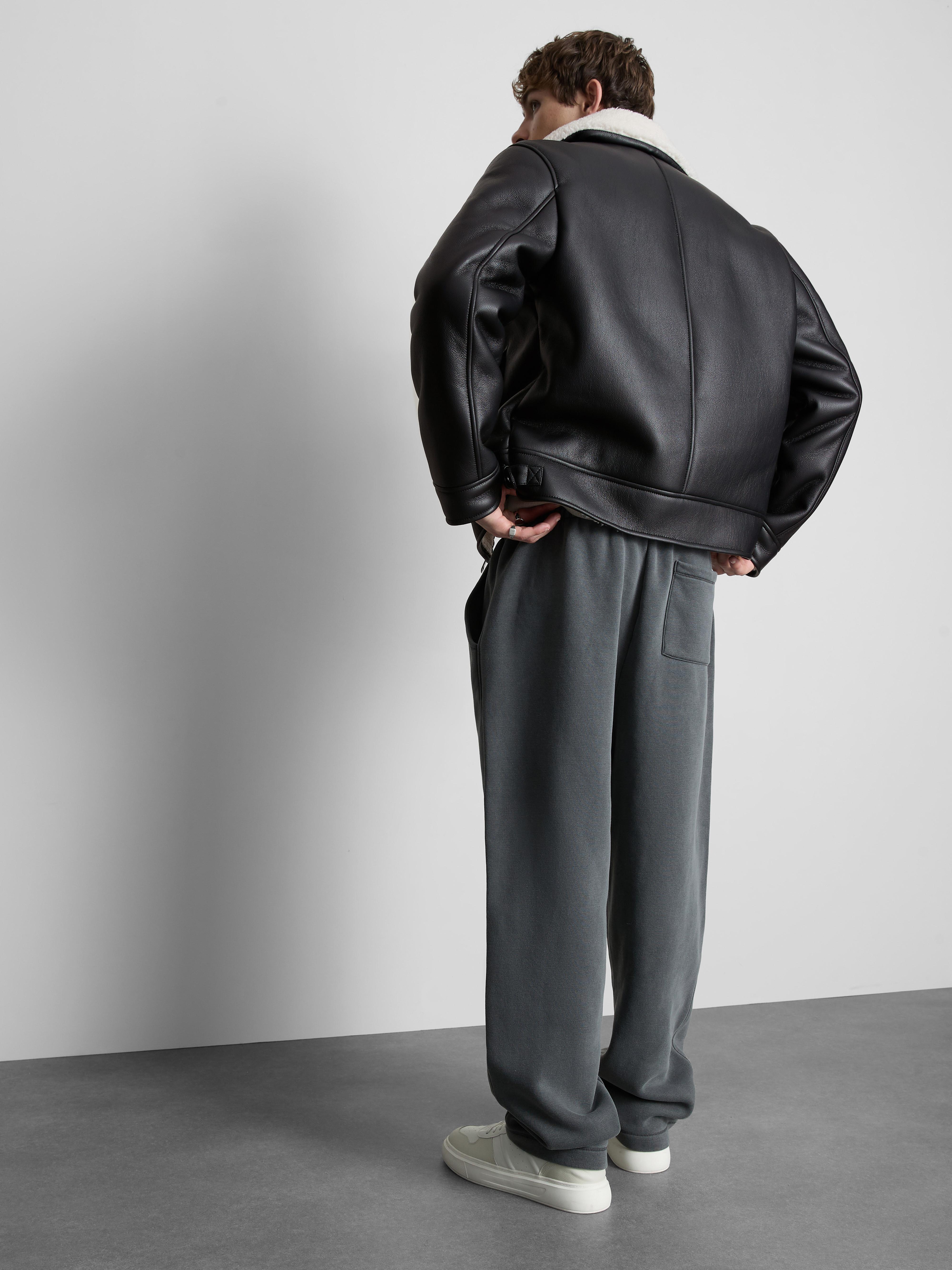 Faux Leather Aviator Jacket