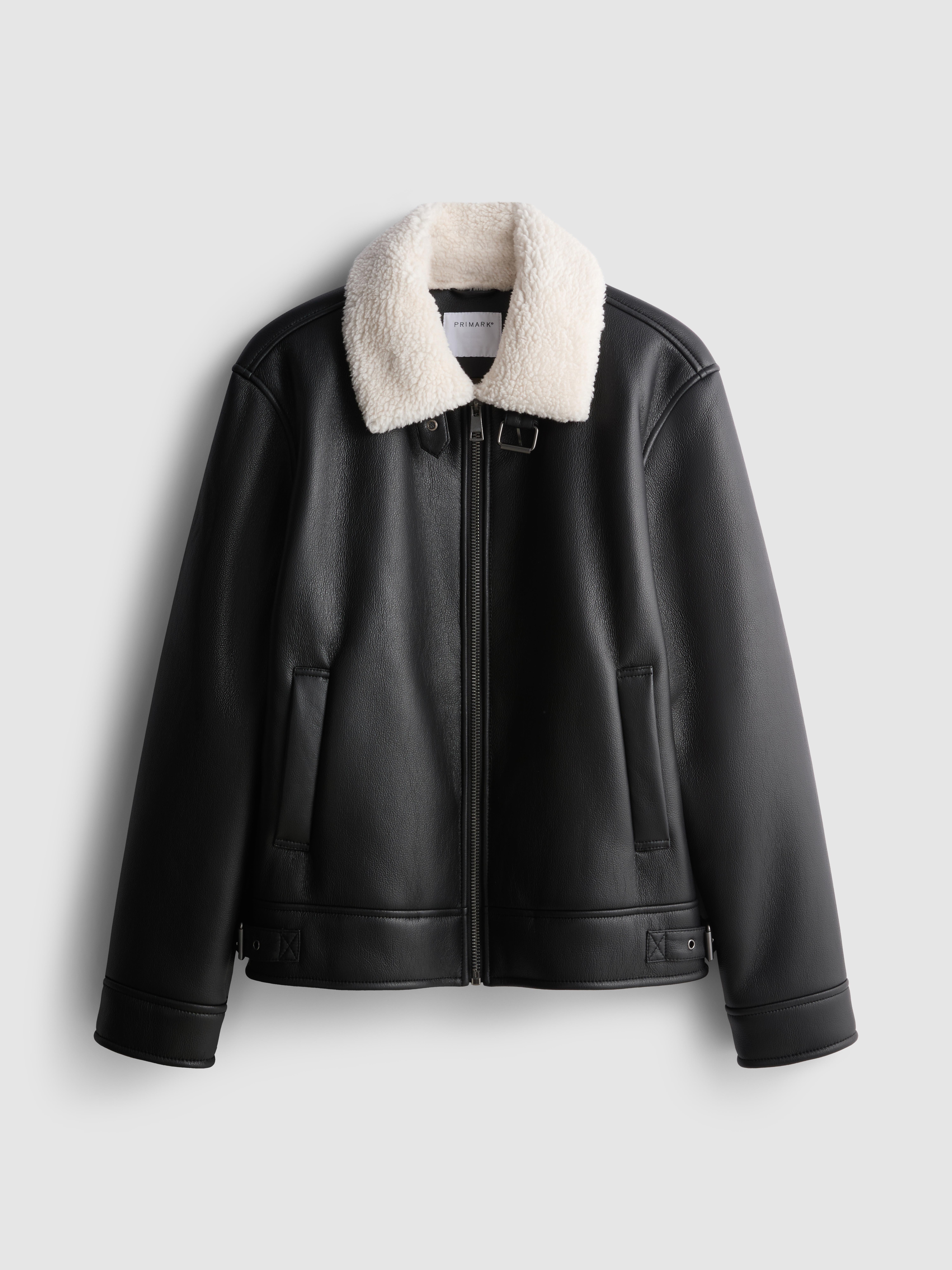 Faux Leather Aviator Jacket