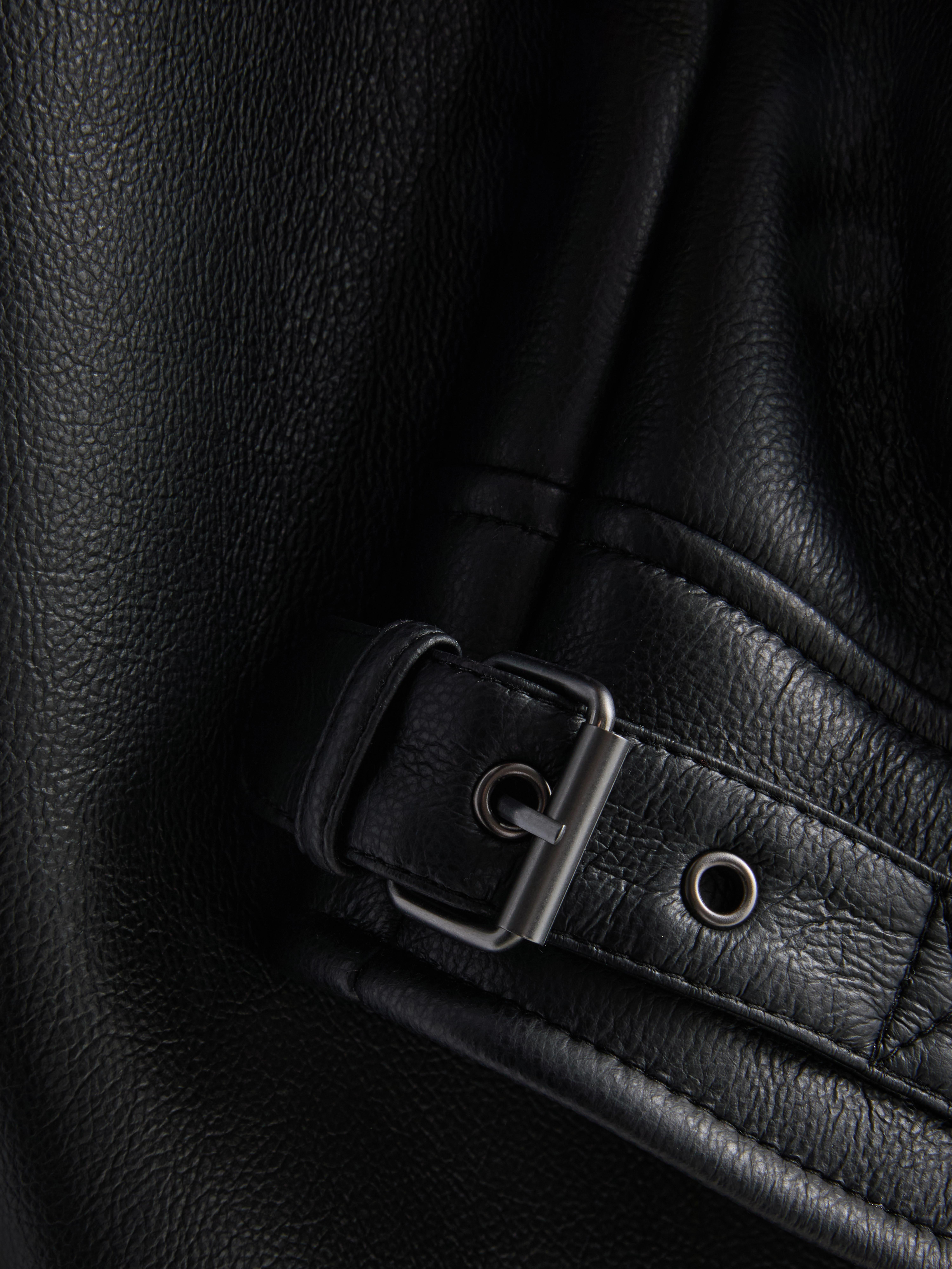 Faux Leather Aviator Jacket