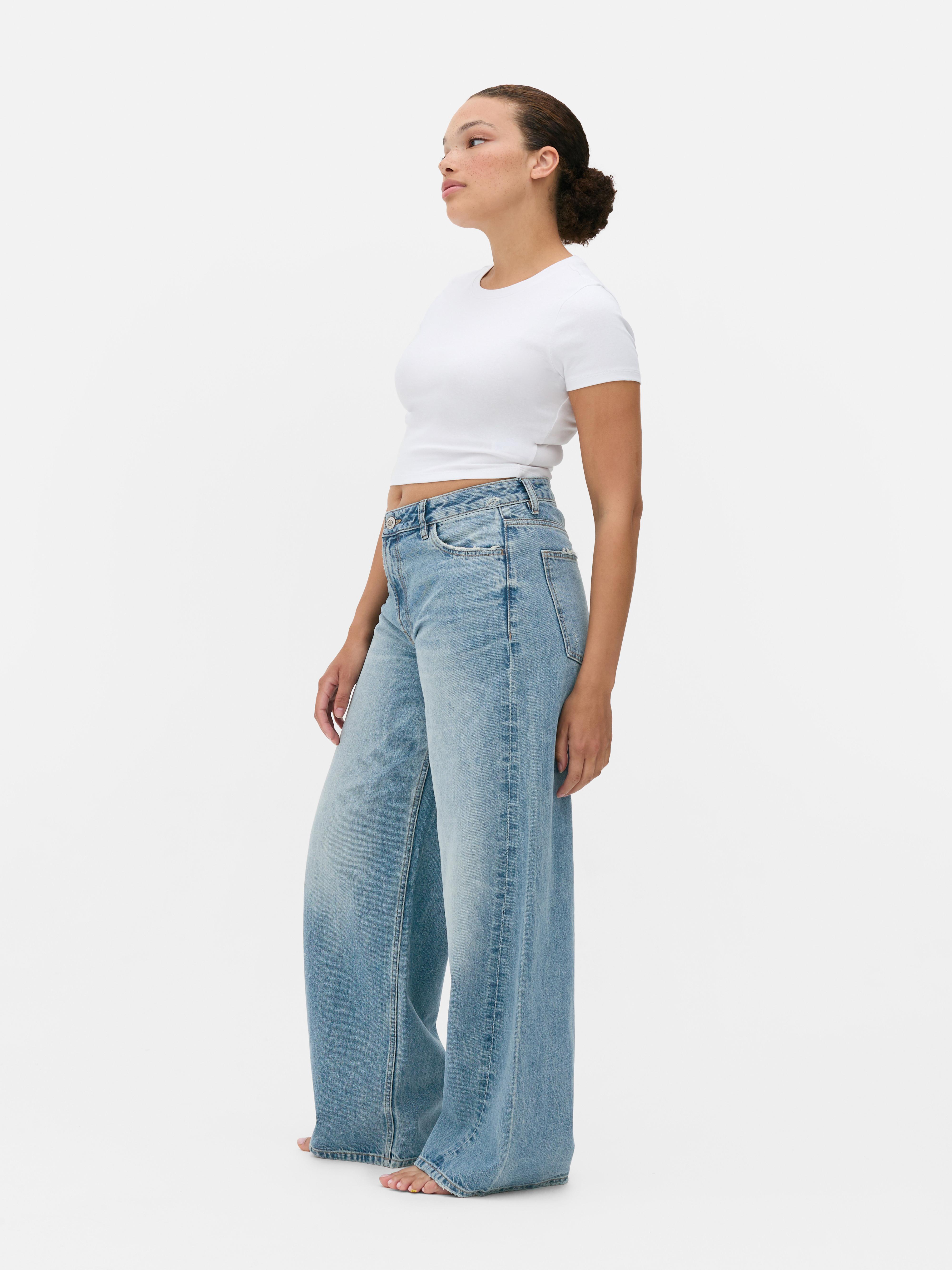 Jean large taille mi-haute