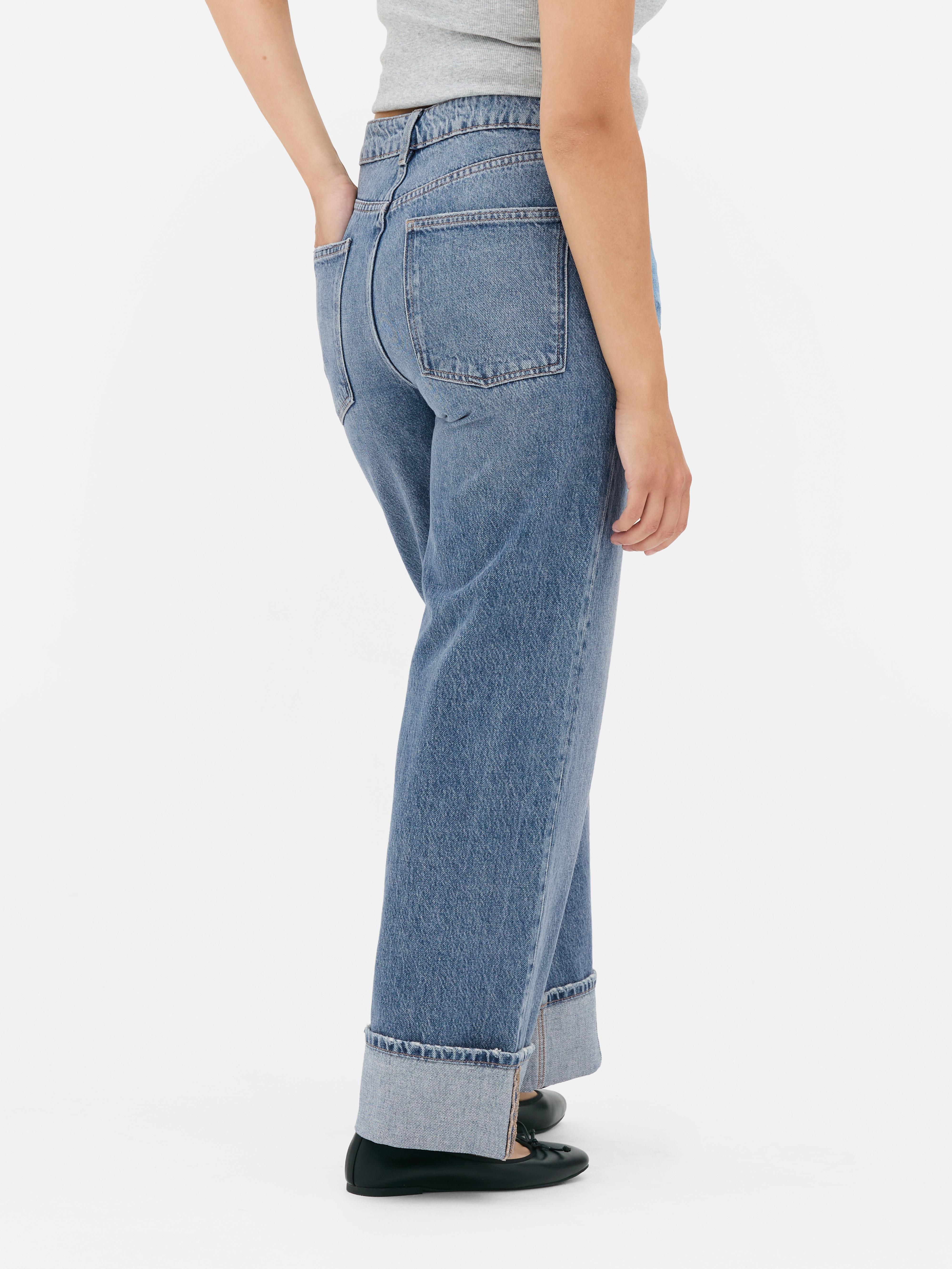 Jeans a vita media larghi con nervature