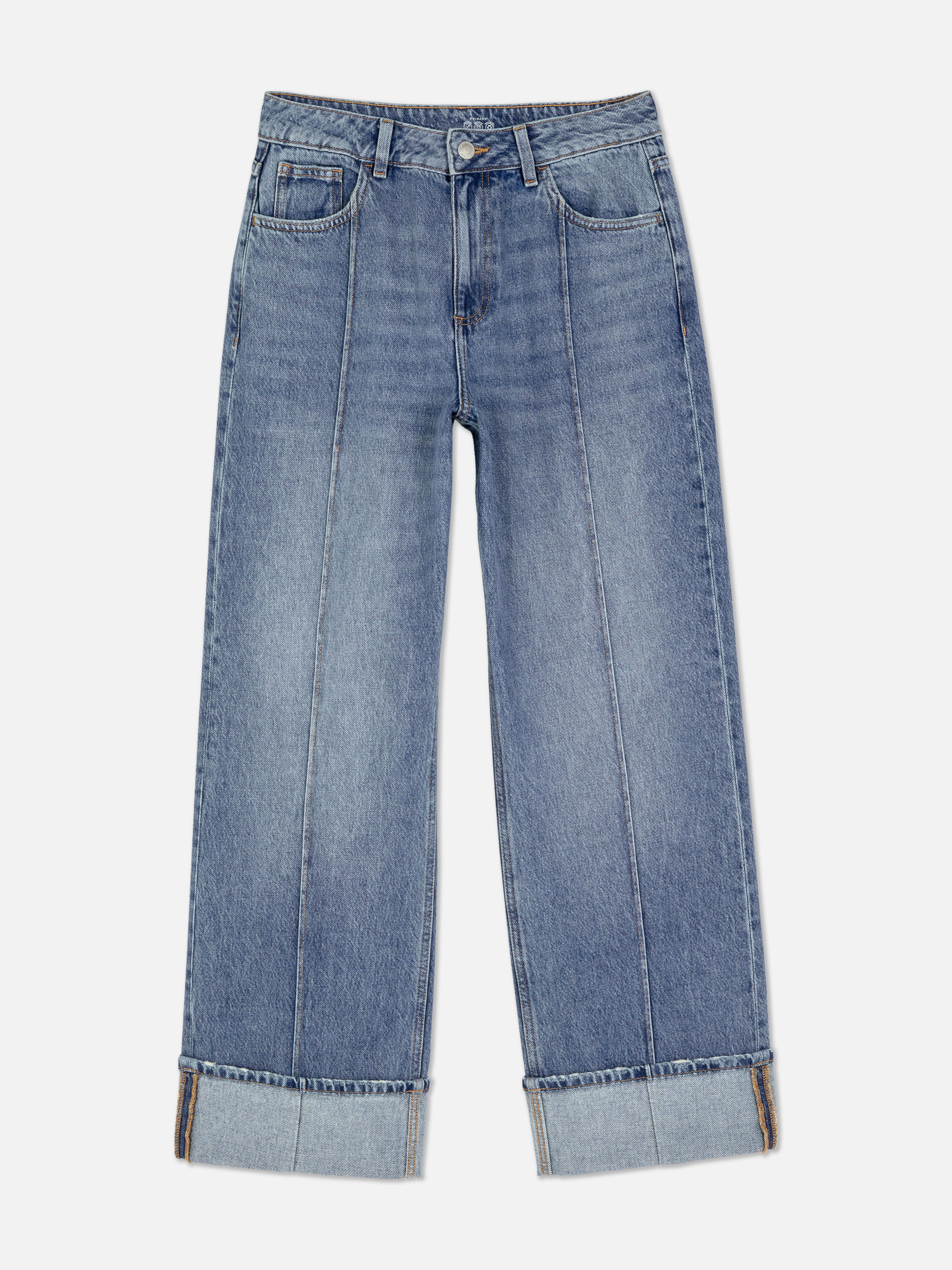 Jeans a vita media larghi con nervature