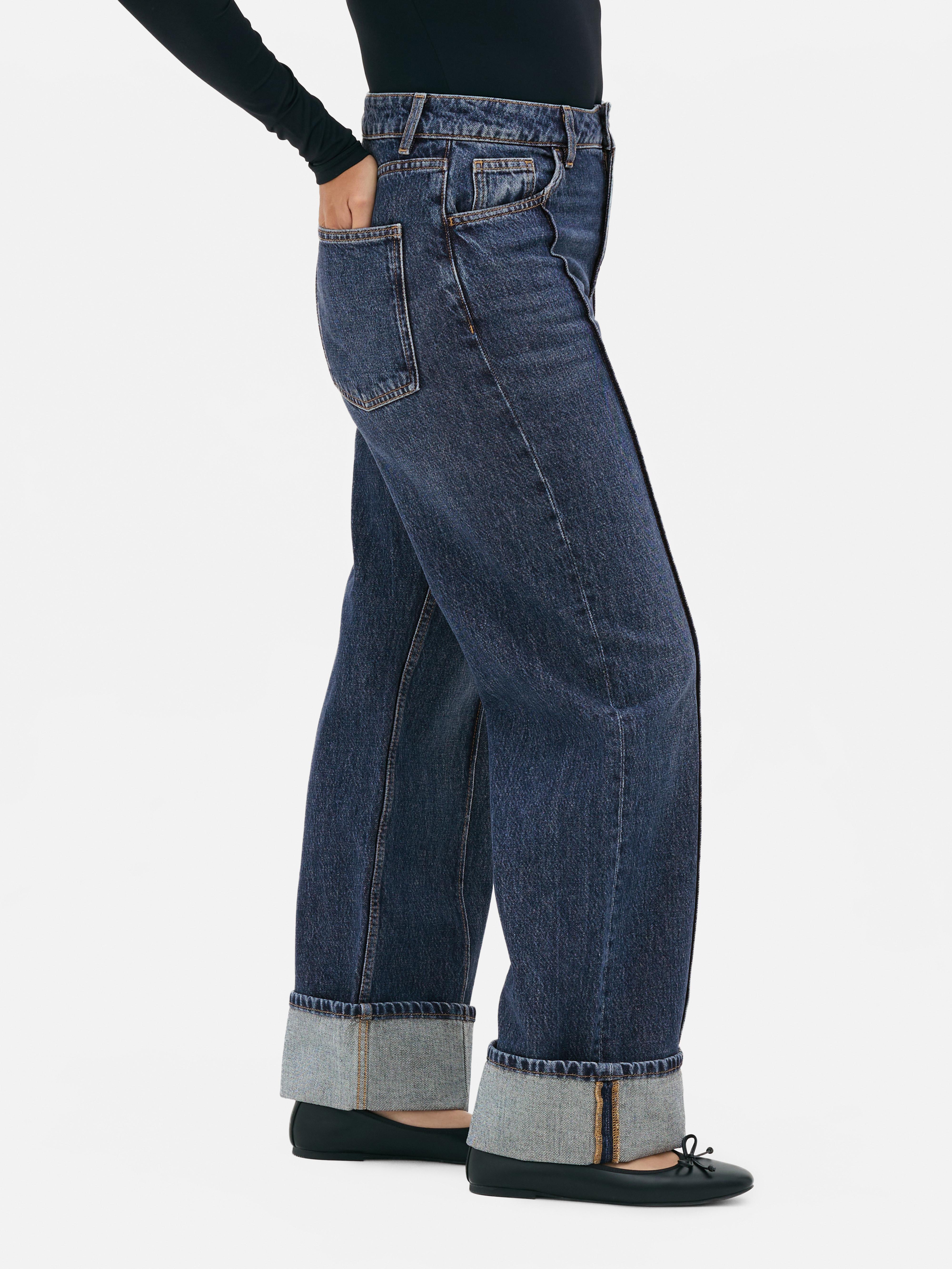 Mid-Rise Wide Leg Pintuck Jeans