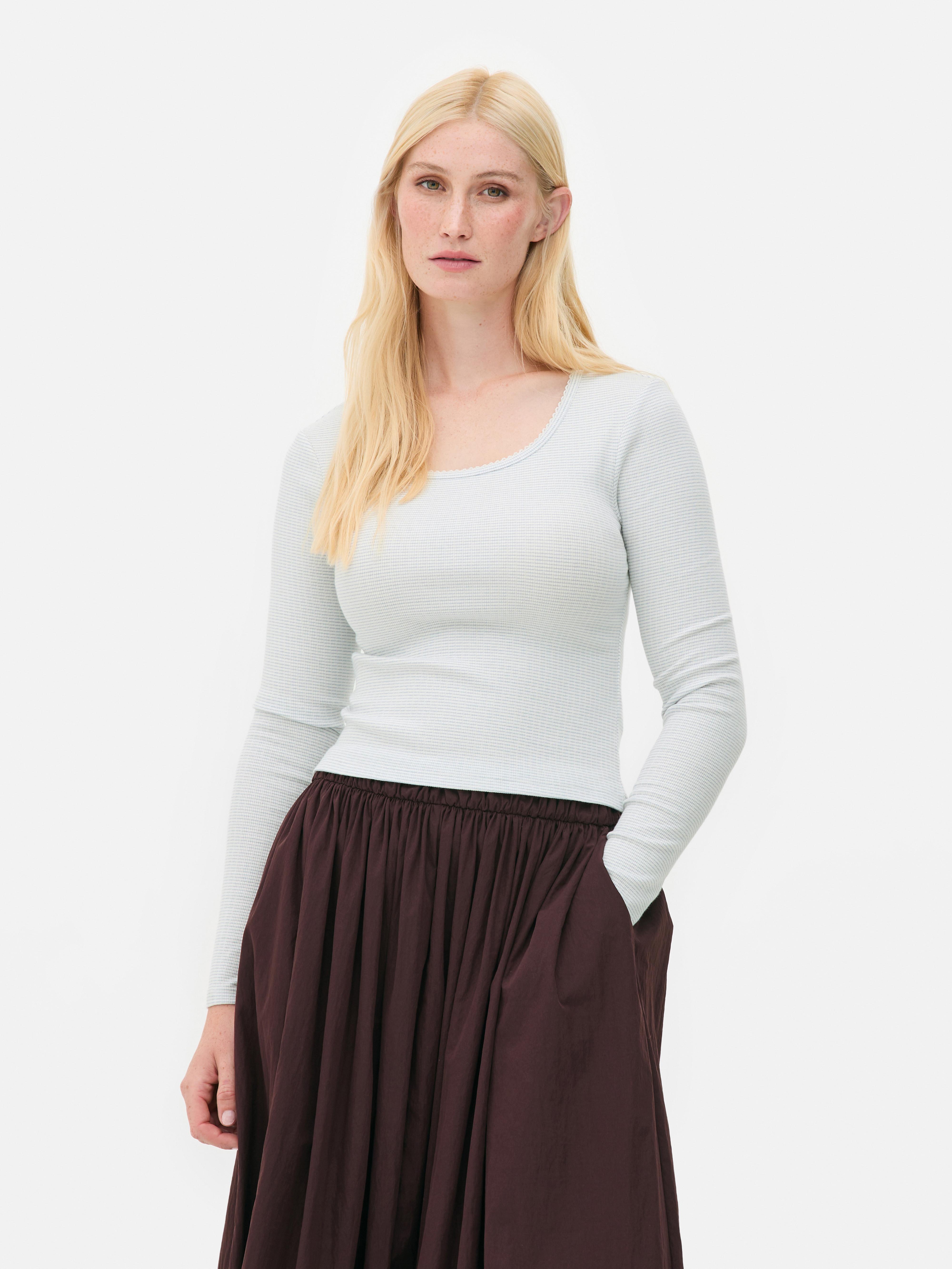Scoop Neck Pointelle Top