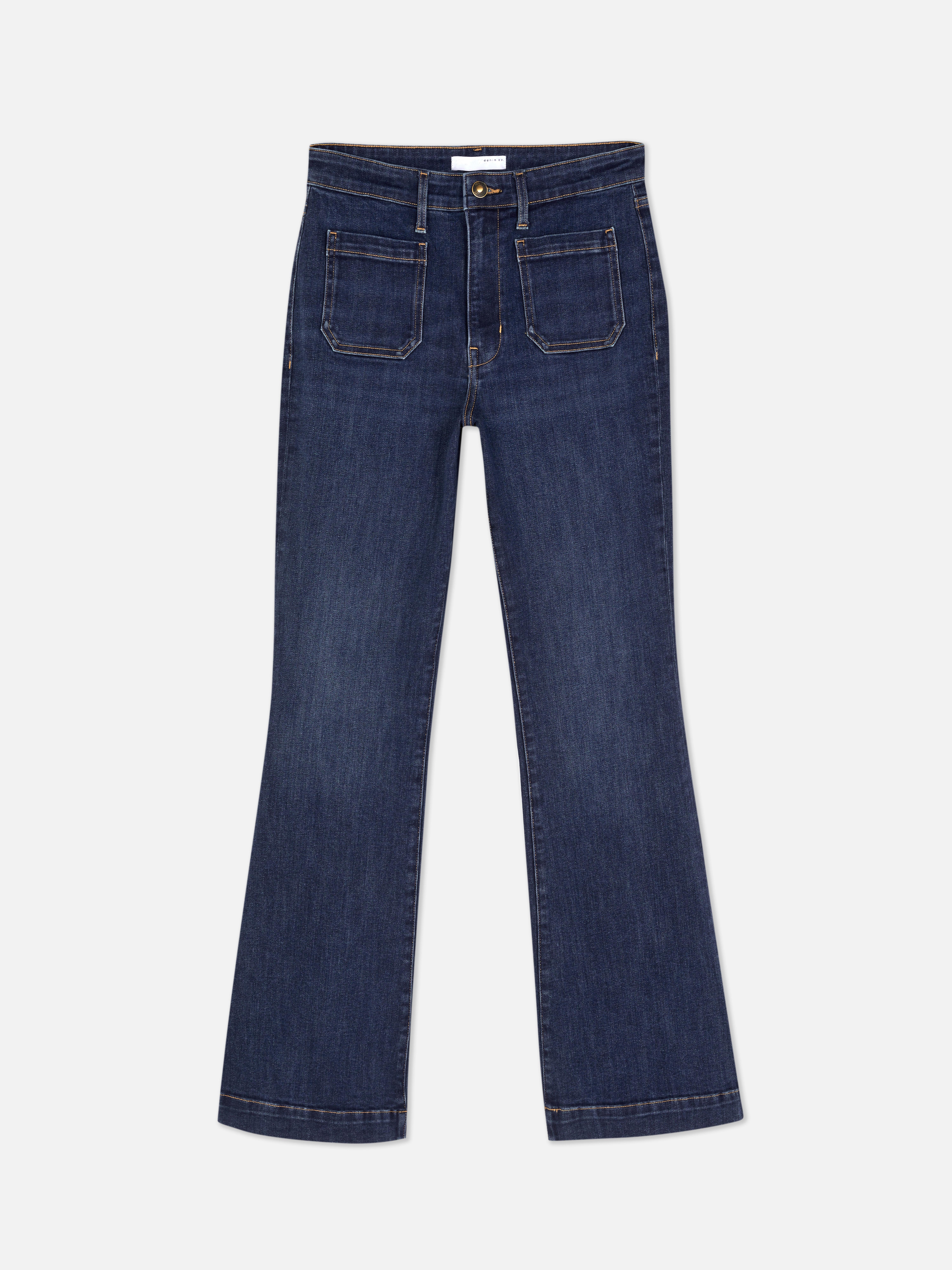 Patch Pocket Mid-Rise Flared Jeans