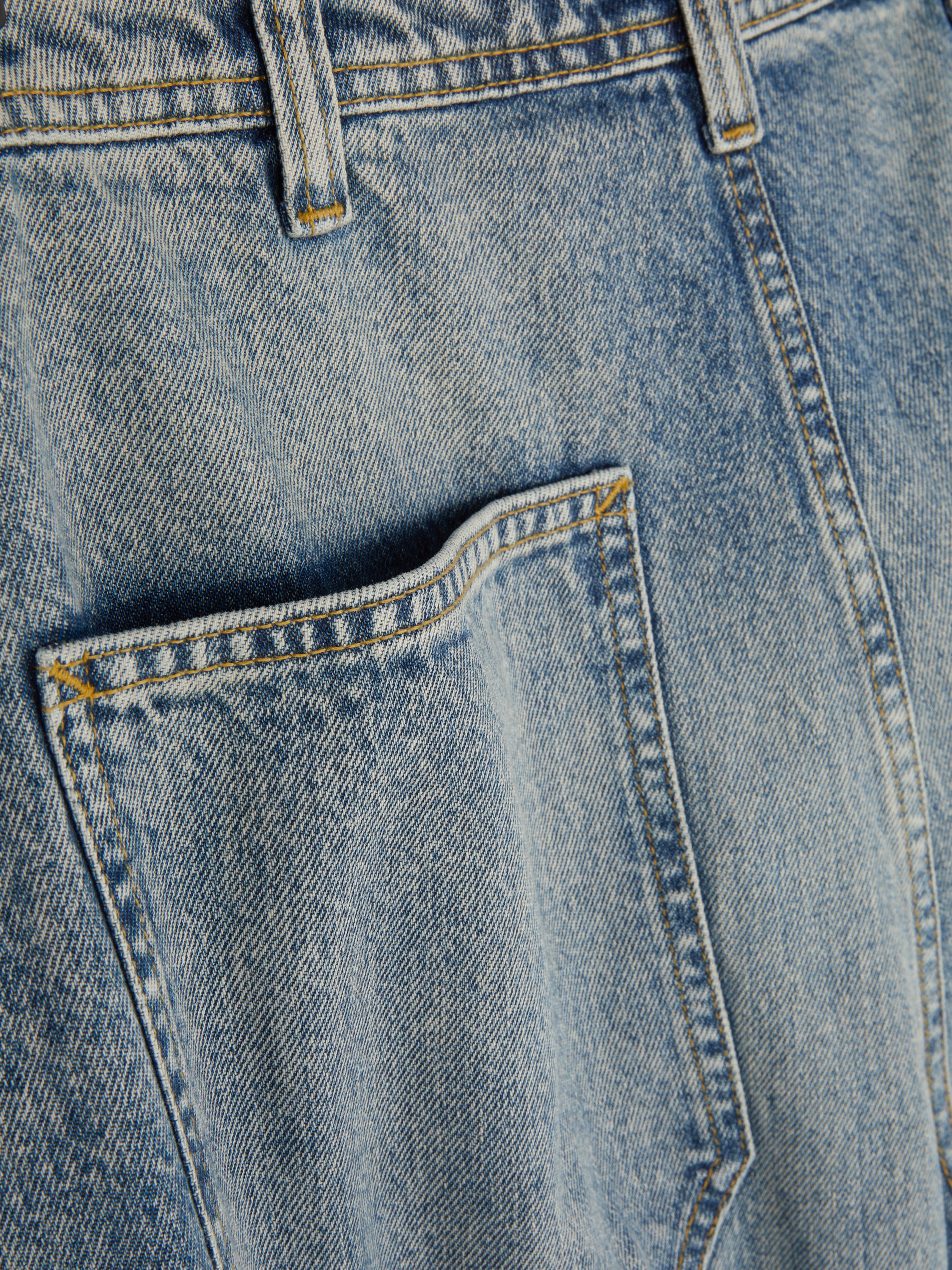 Jean cargo ample à taille mi-haute
