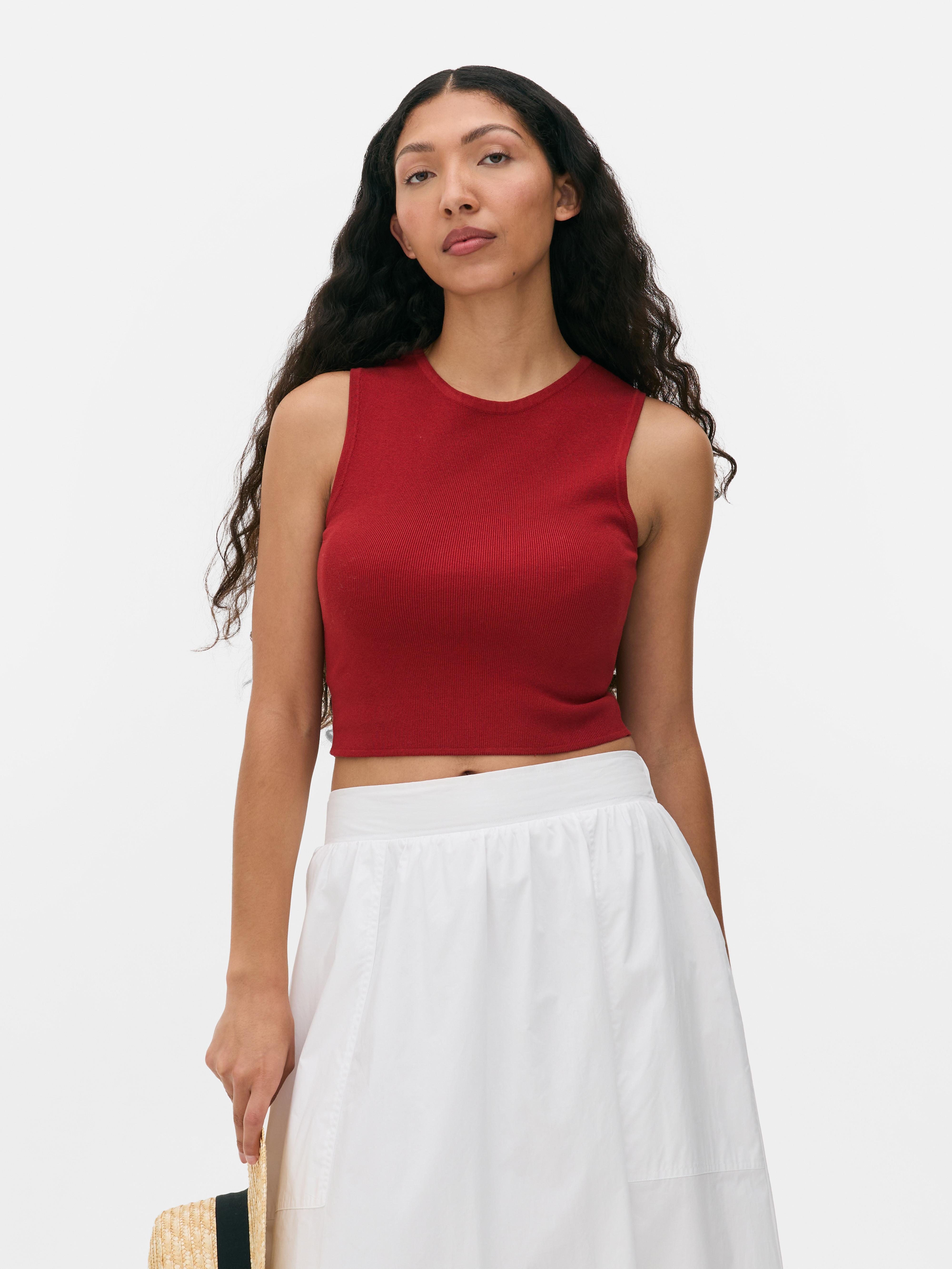 Women's Red Cropped Knit Vest | Primark