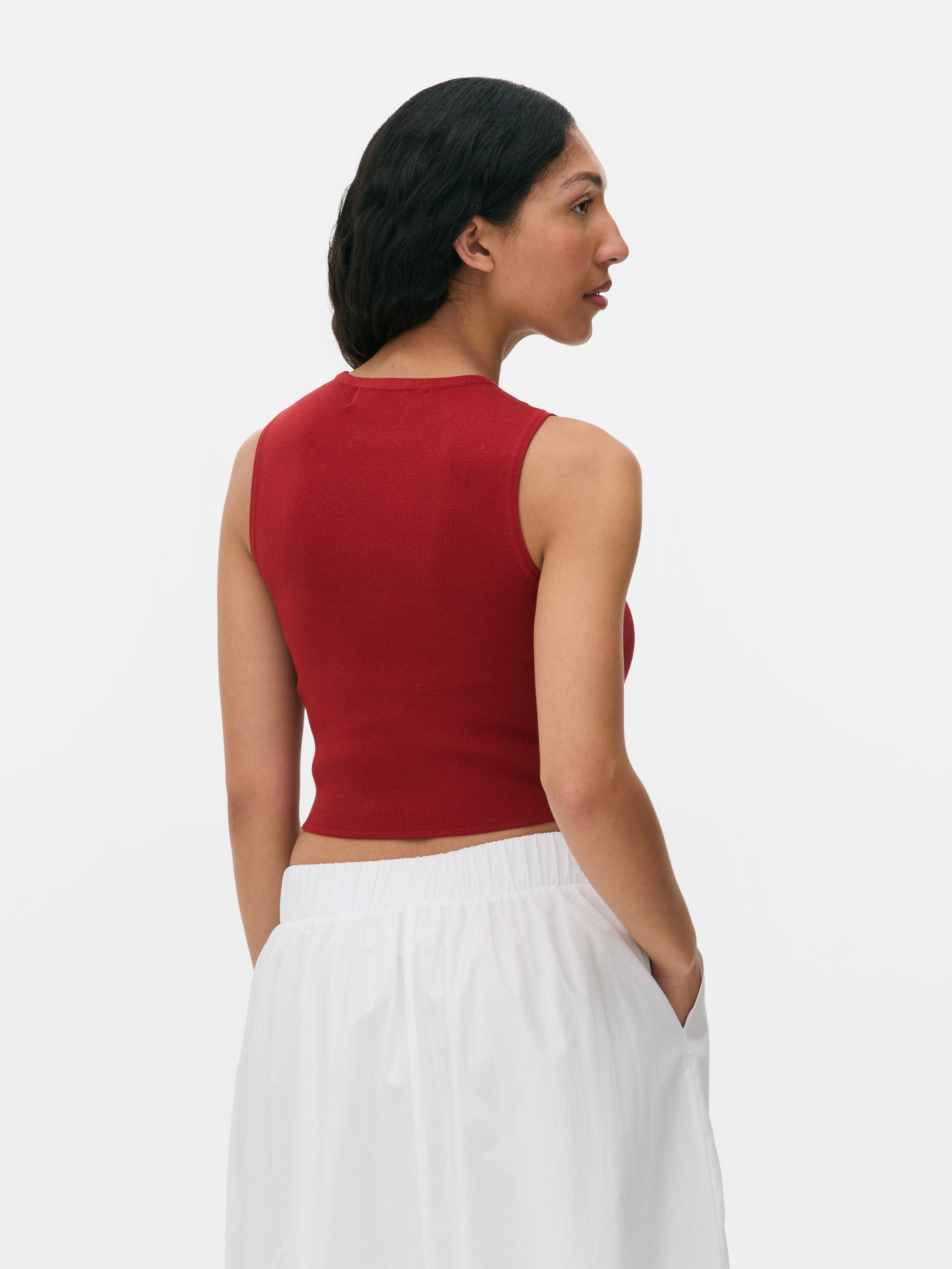 Women's Red Cropped Knit Vest | Primark