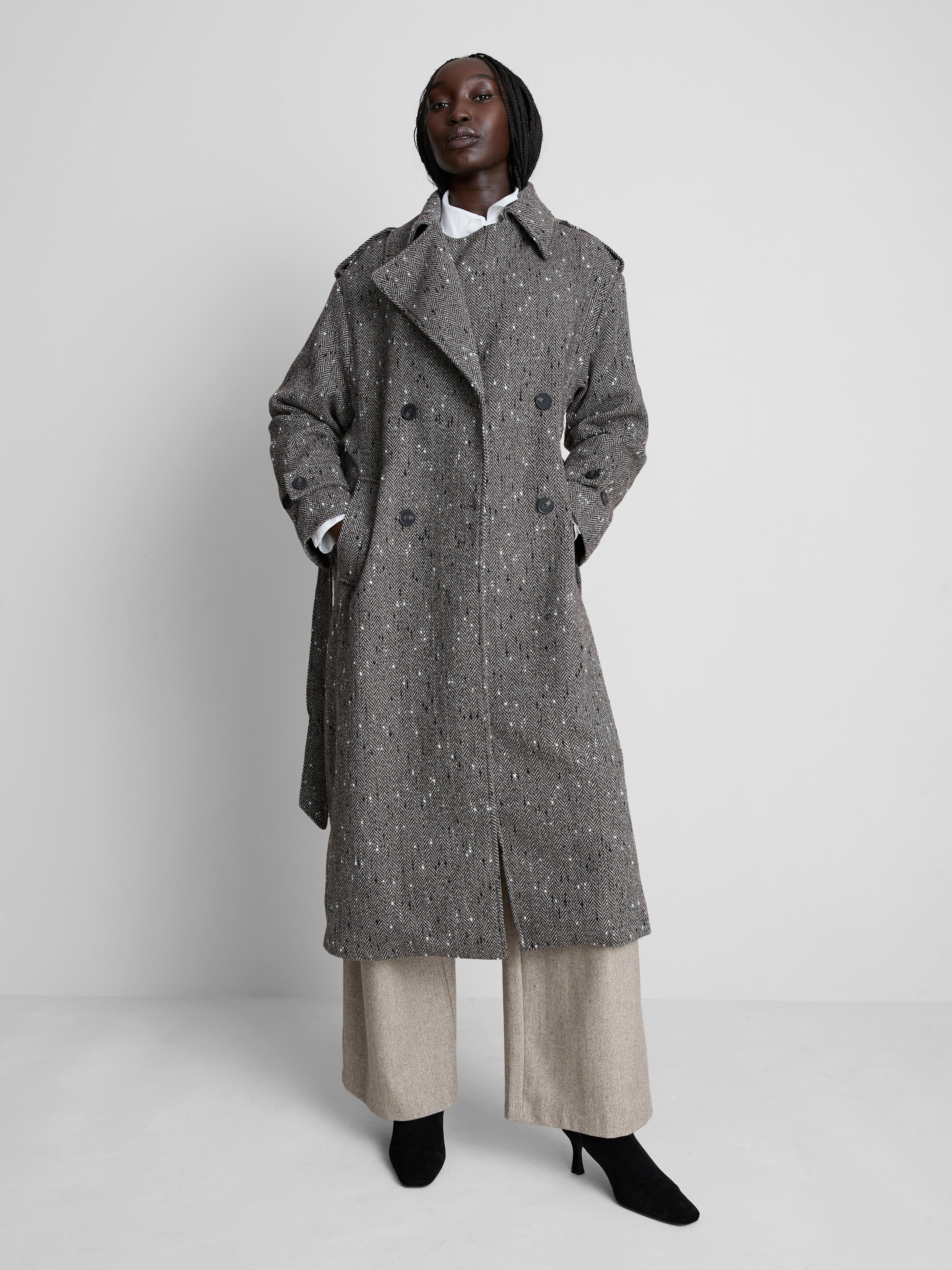 Klassischer Trenchcoat aus Neps-Stoff